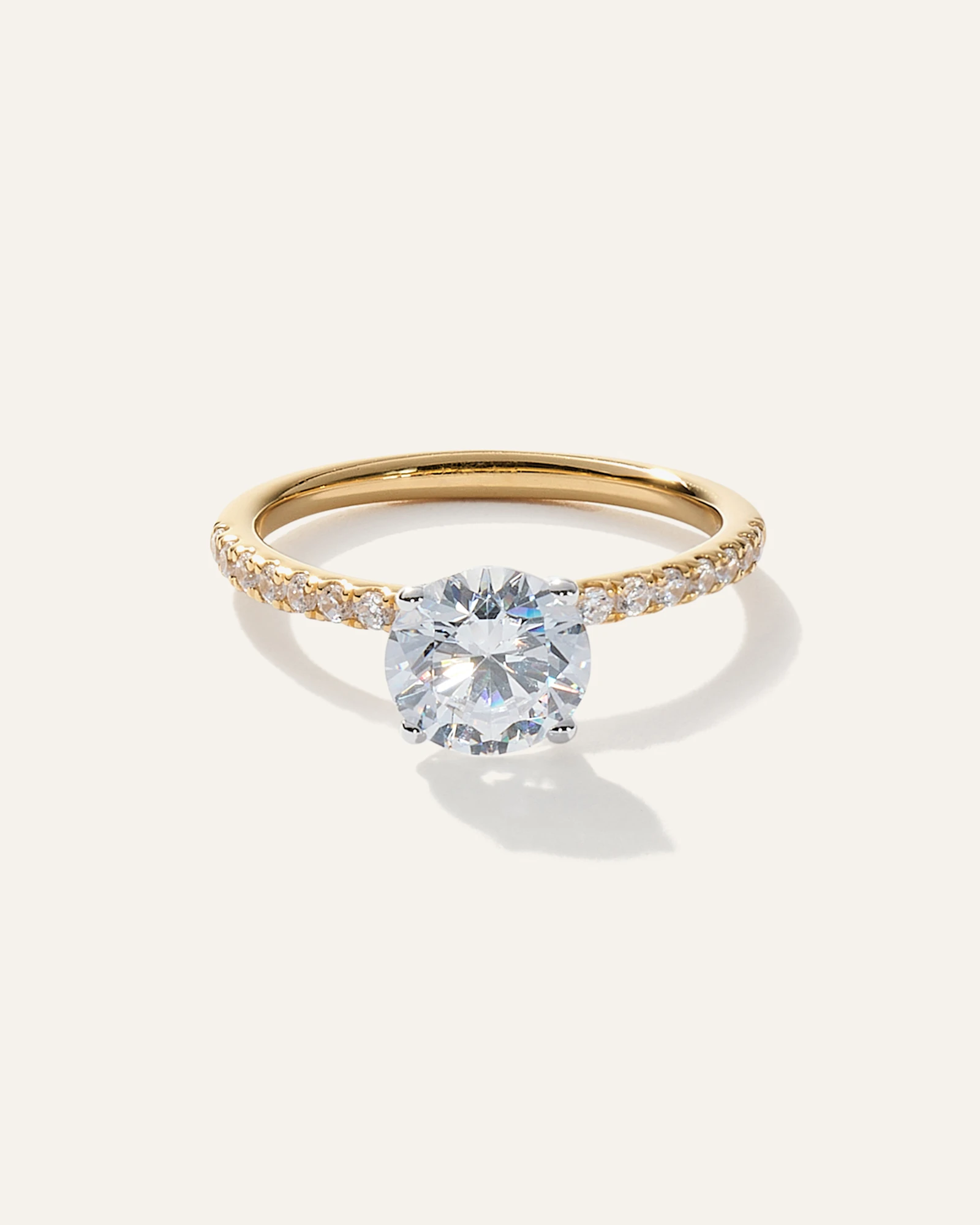 Lab Grown Diamond Round Petite Pave Engagement Ring