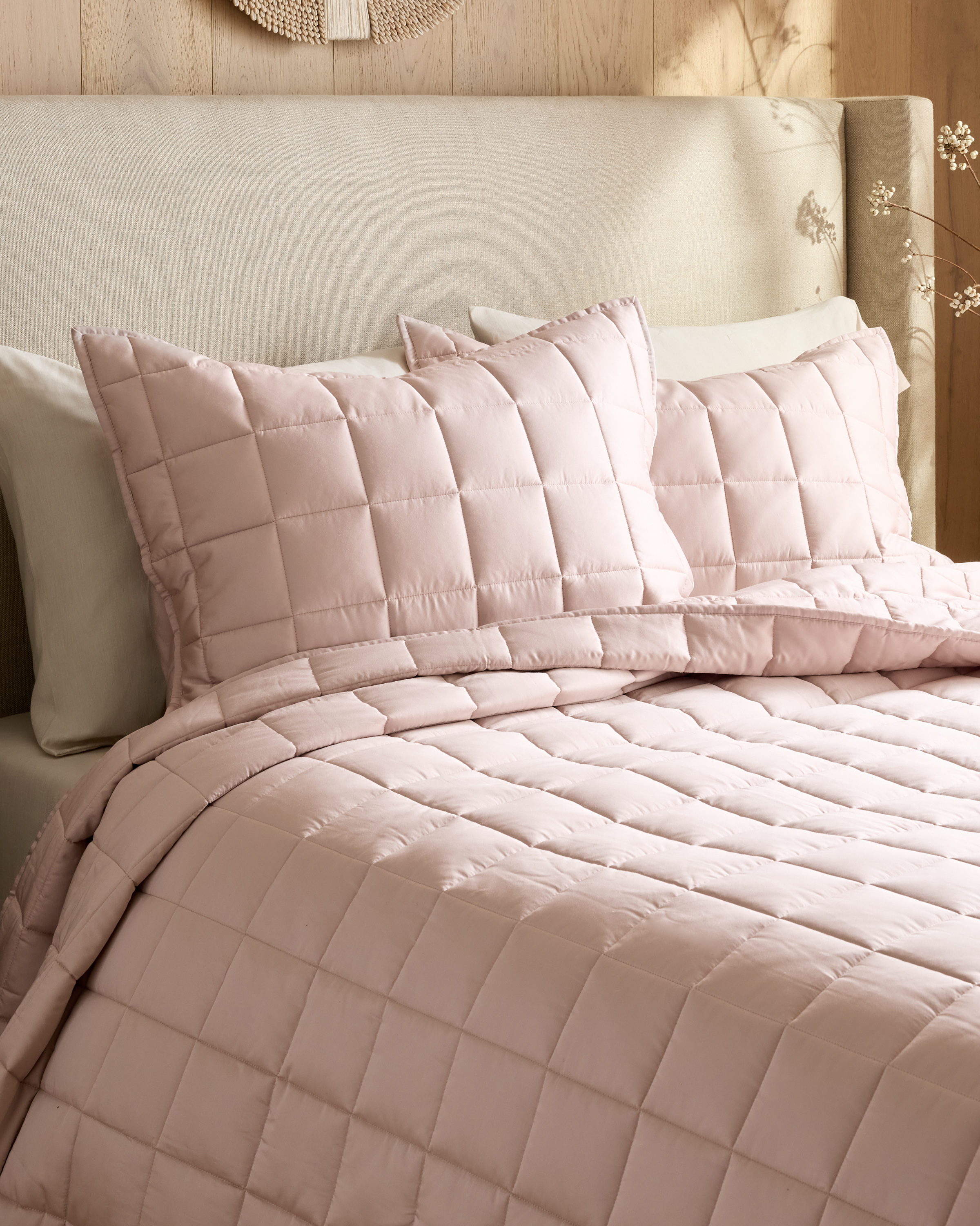 Soft Blush Bamboo Box Quilted Sham Set