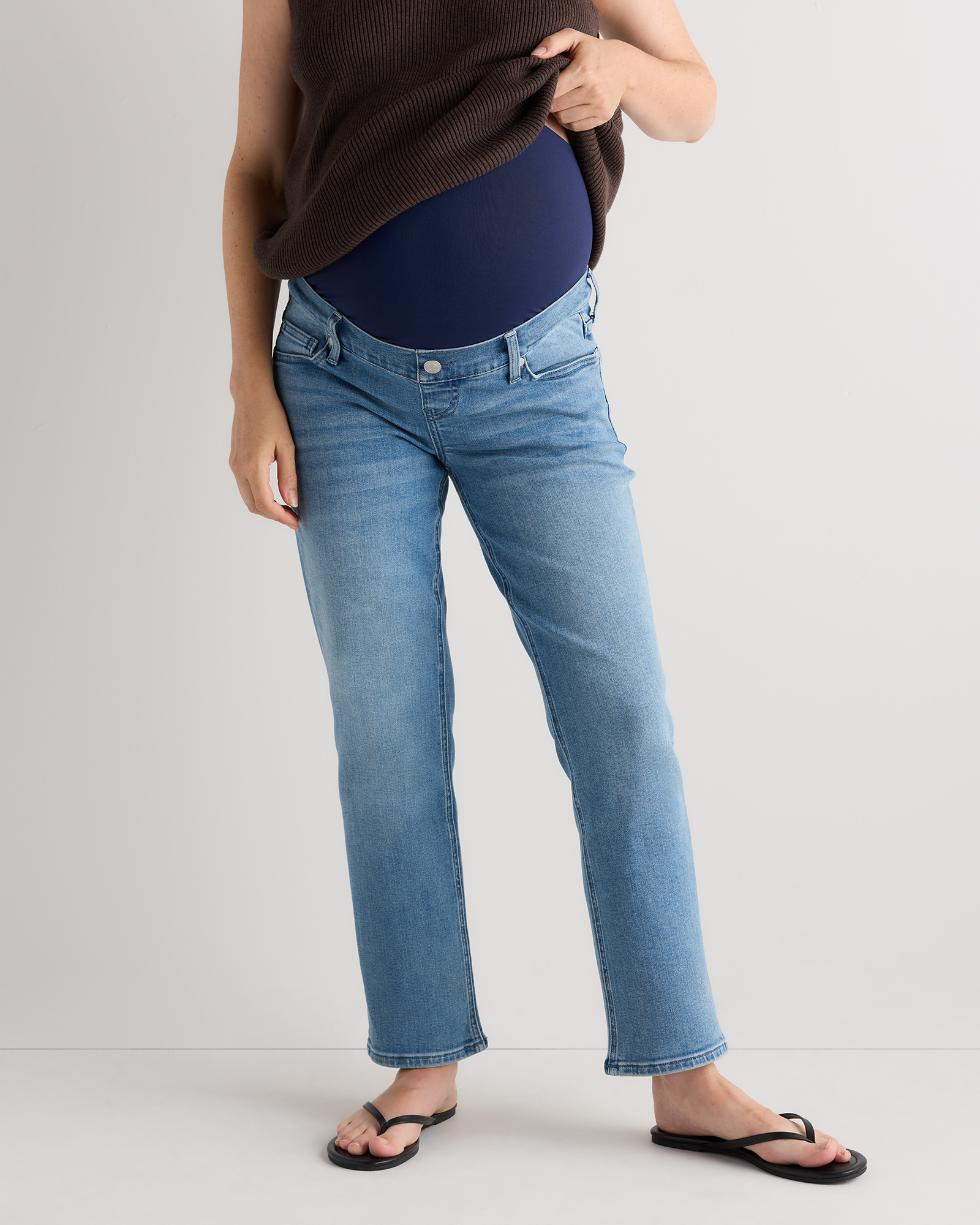 Seaside Blue Lila Stretch Maternity Straight Jeans