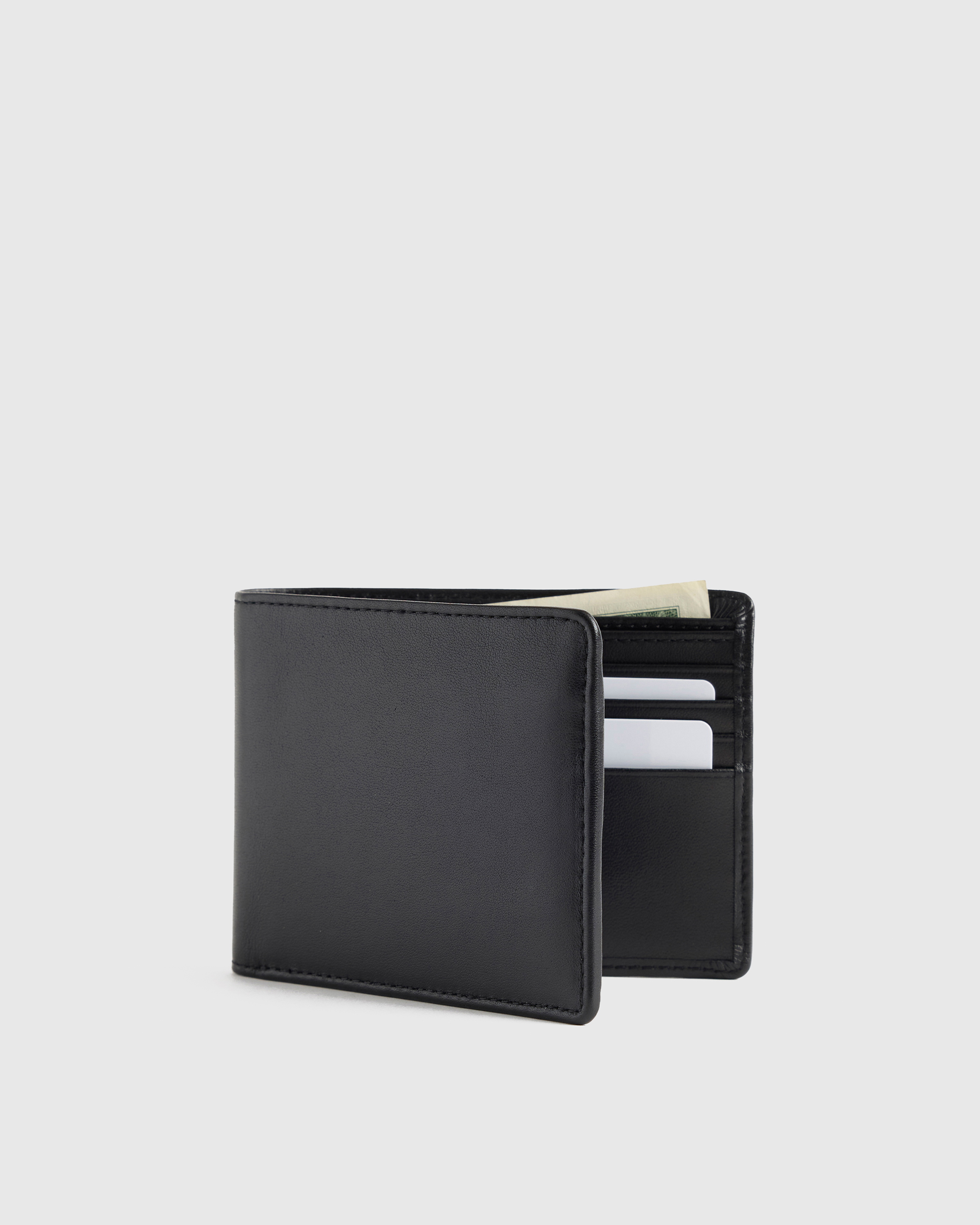 Italian Leather Bifold Wallet in Black