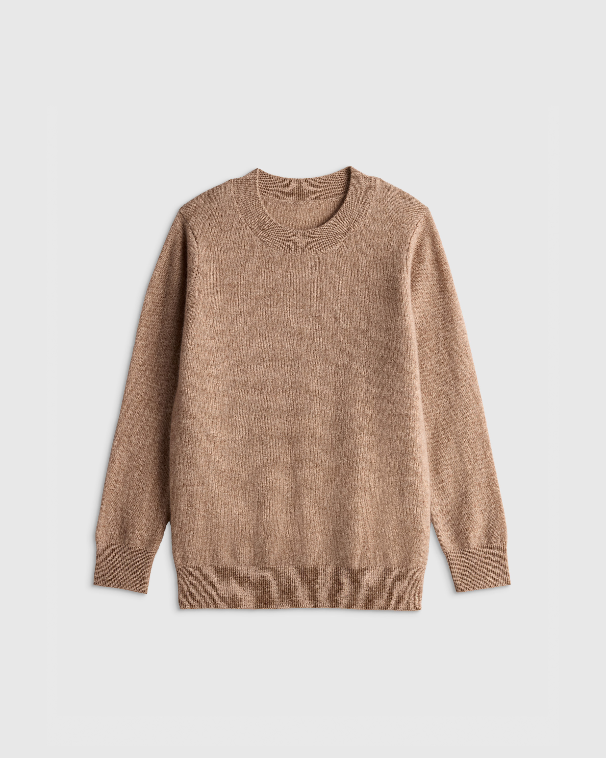 Oatmeal Washable Cashmere Crewneck Sweater