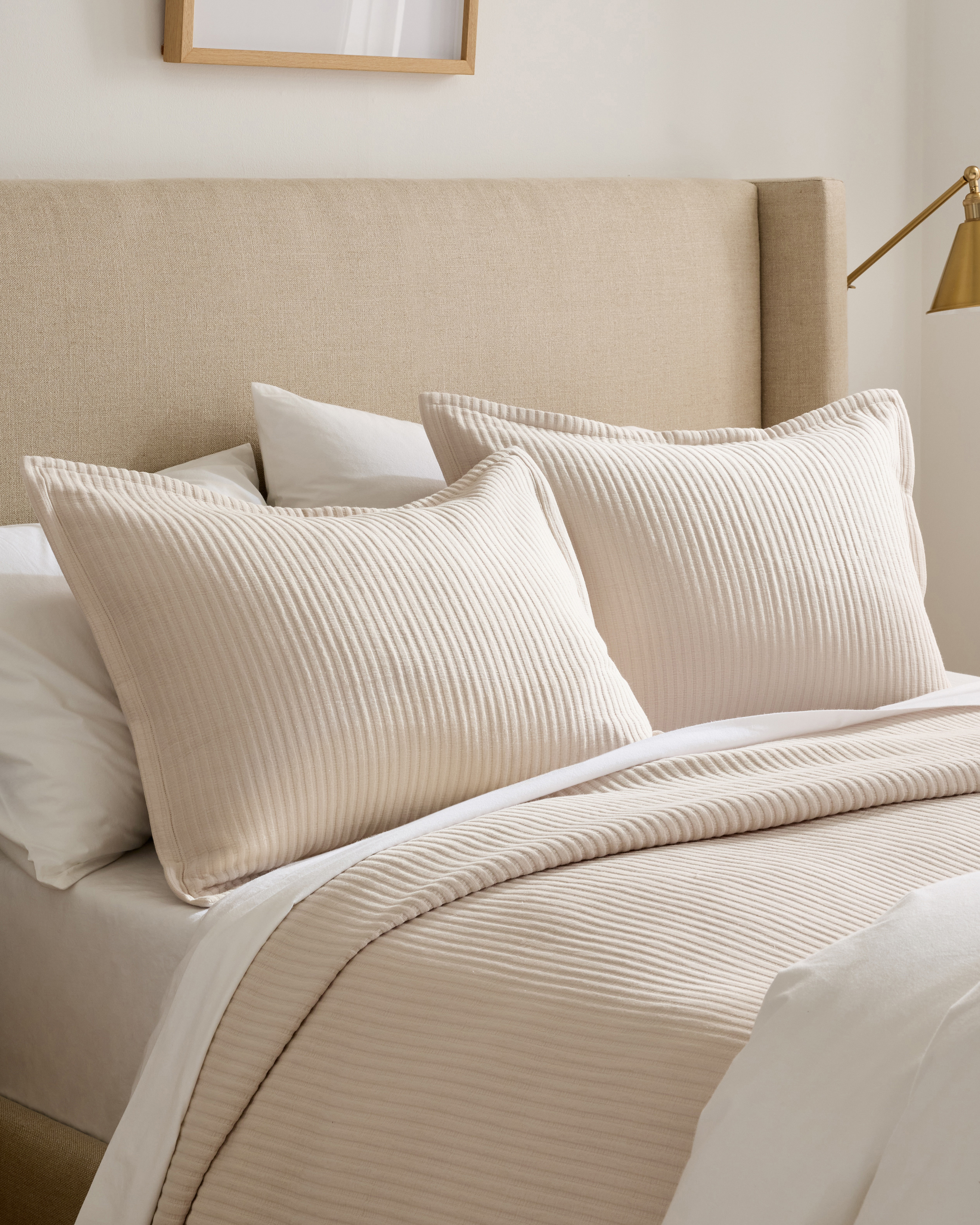 Organic Cotton Matelasse Coverlet Set in Sand