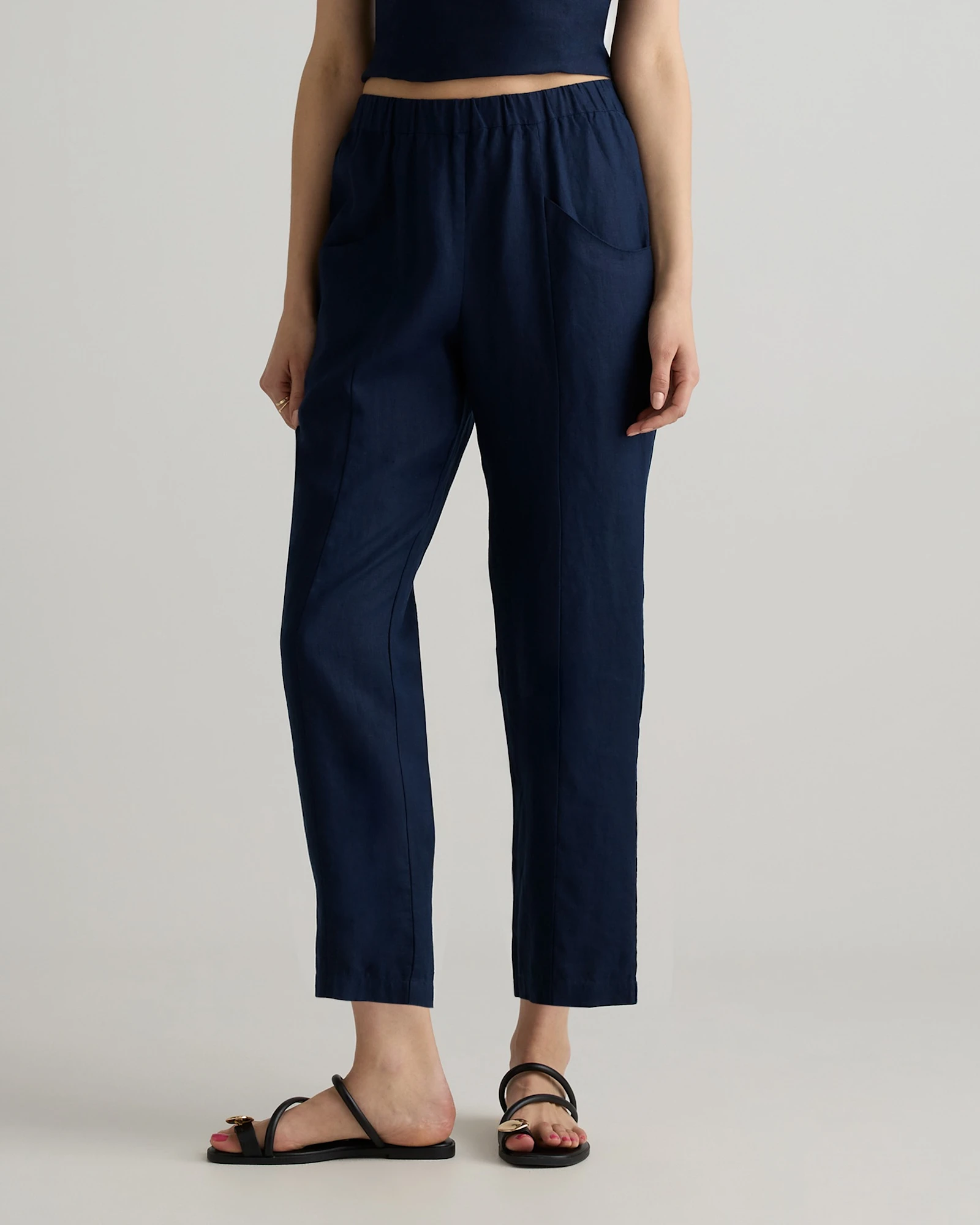 100% European Linen Tapered Ankle Pants