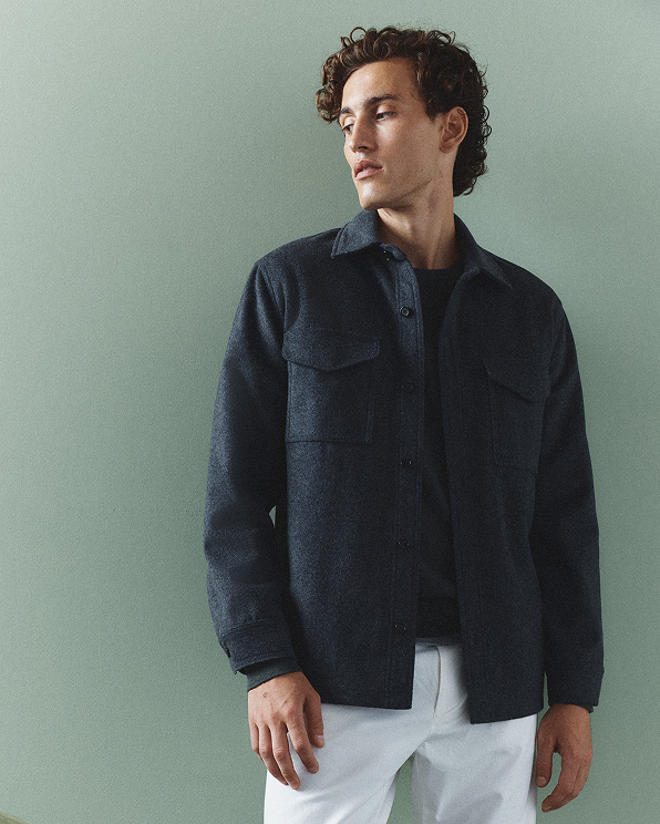 Heather Charcoal Italian Wool Overshirt