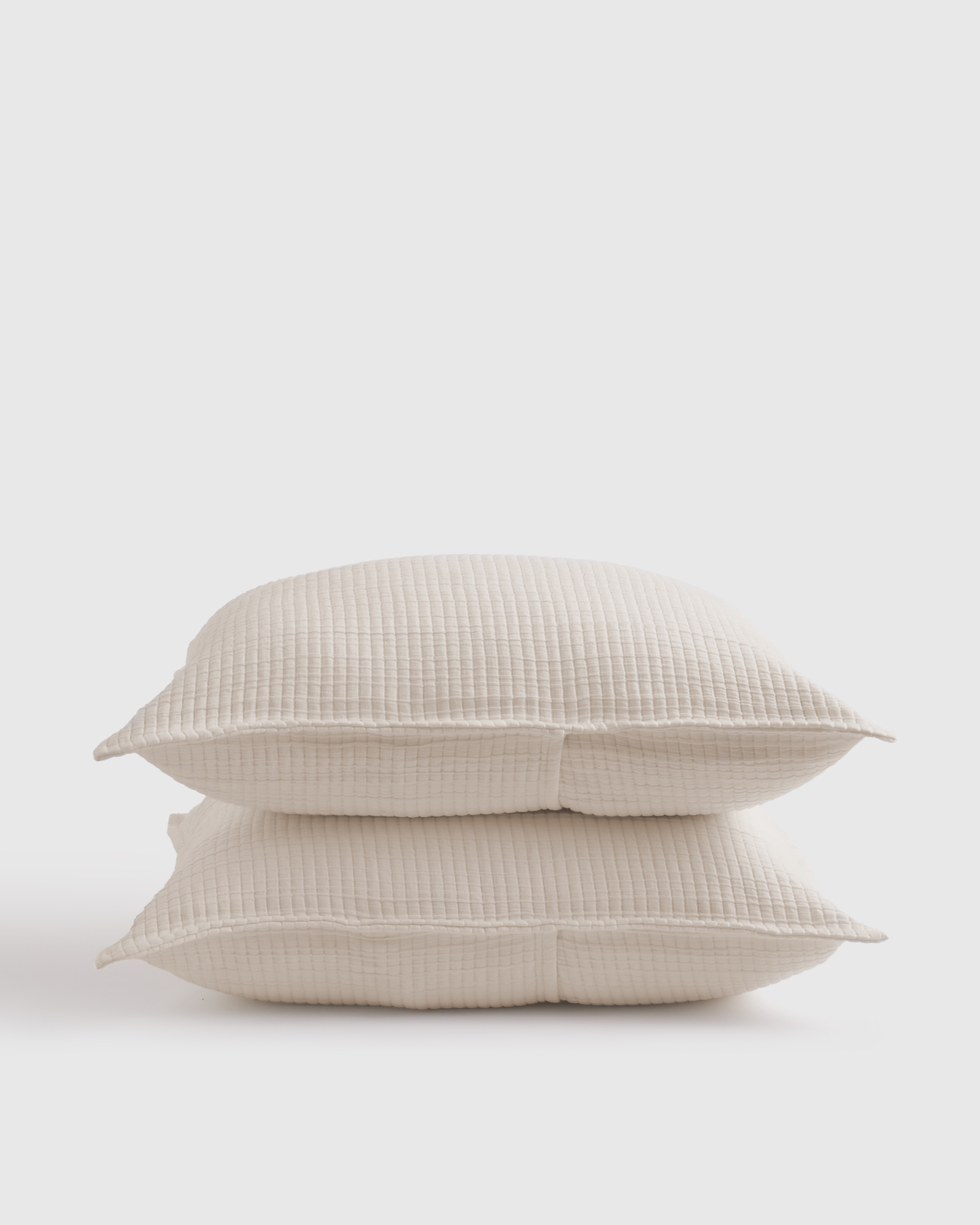 Organic Ribbed Cotton Shams, Ivory, King