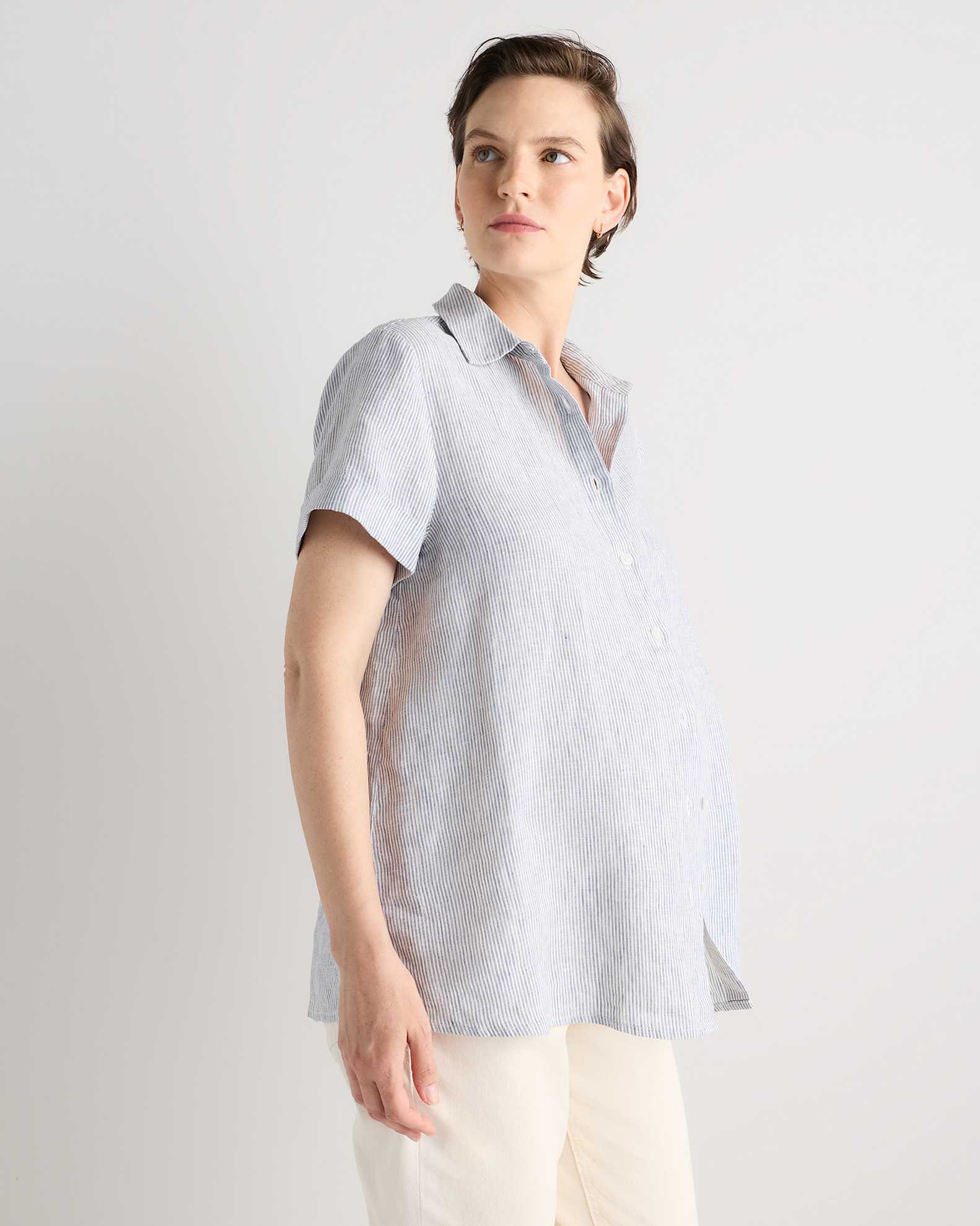 maternity dress shirt Classic Button Down Chambray Maternity & Nursing Top
