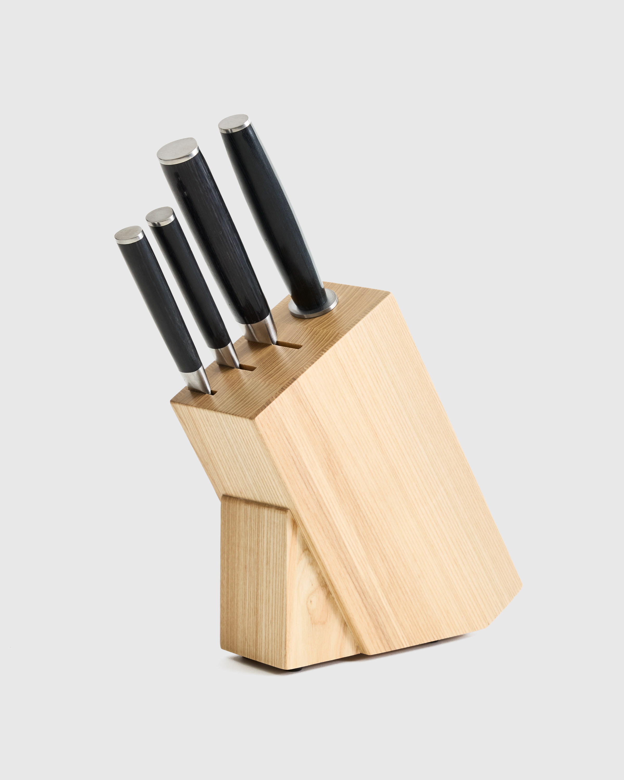 No Color Essential Japanese Damascus Steel Knife Set + Block