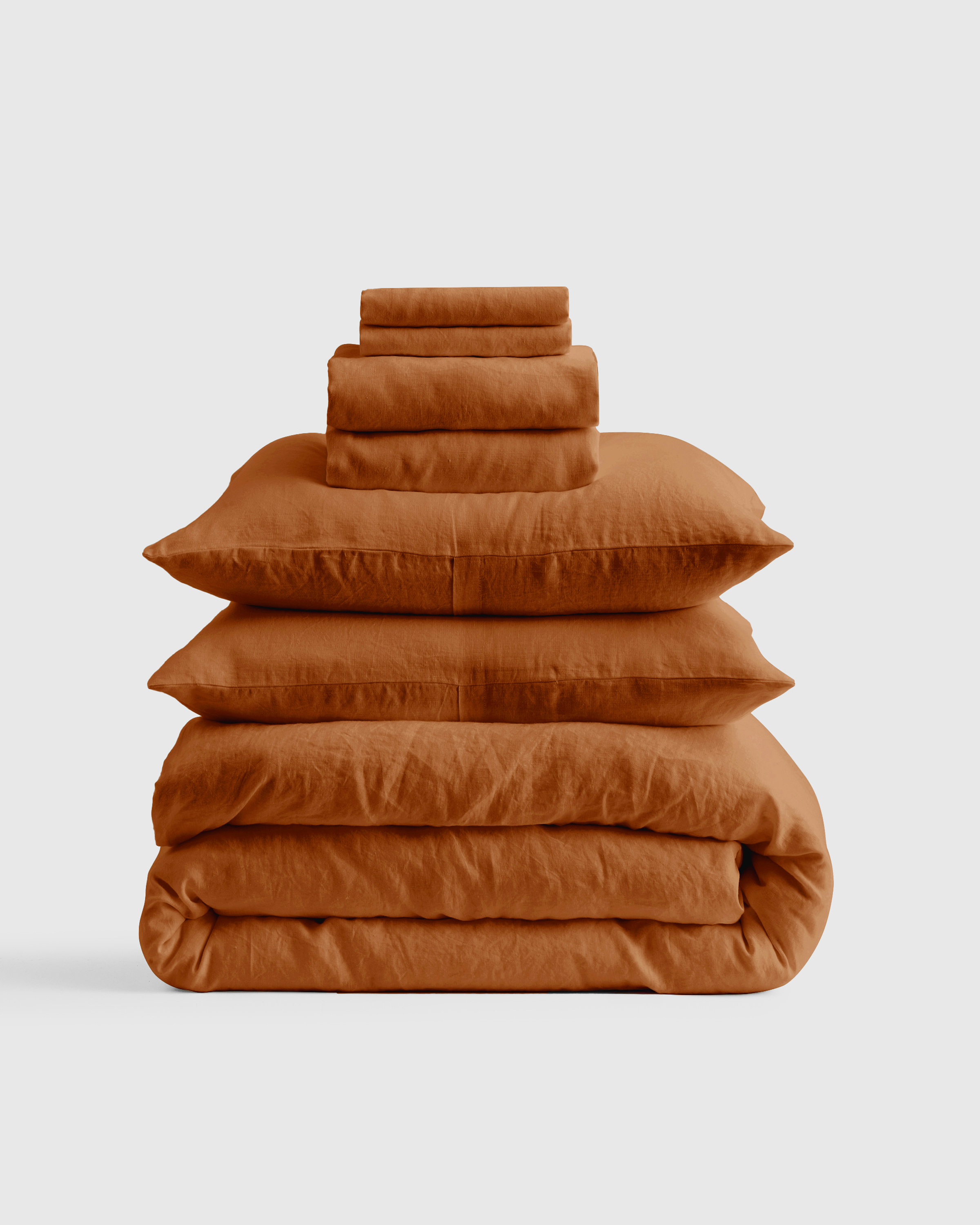 Terracotta European Linen Deluxe Bedding Bundle