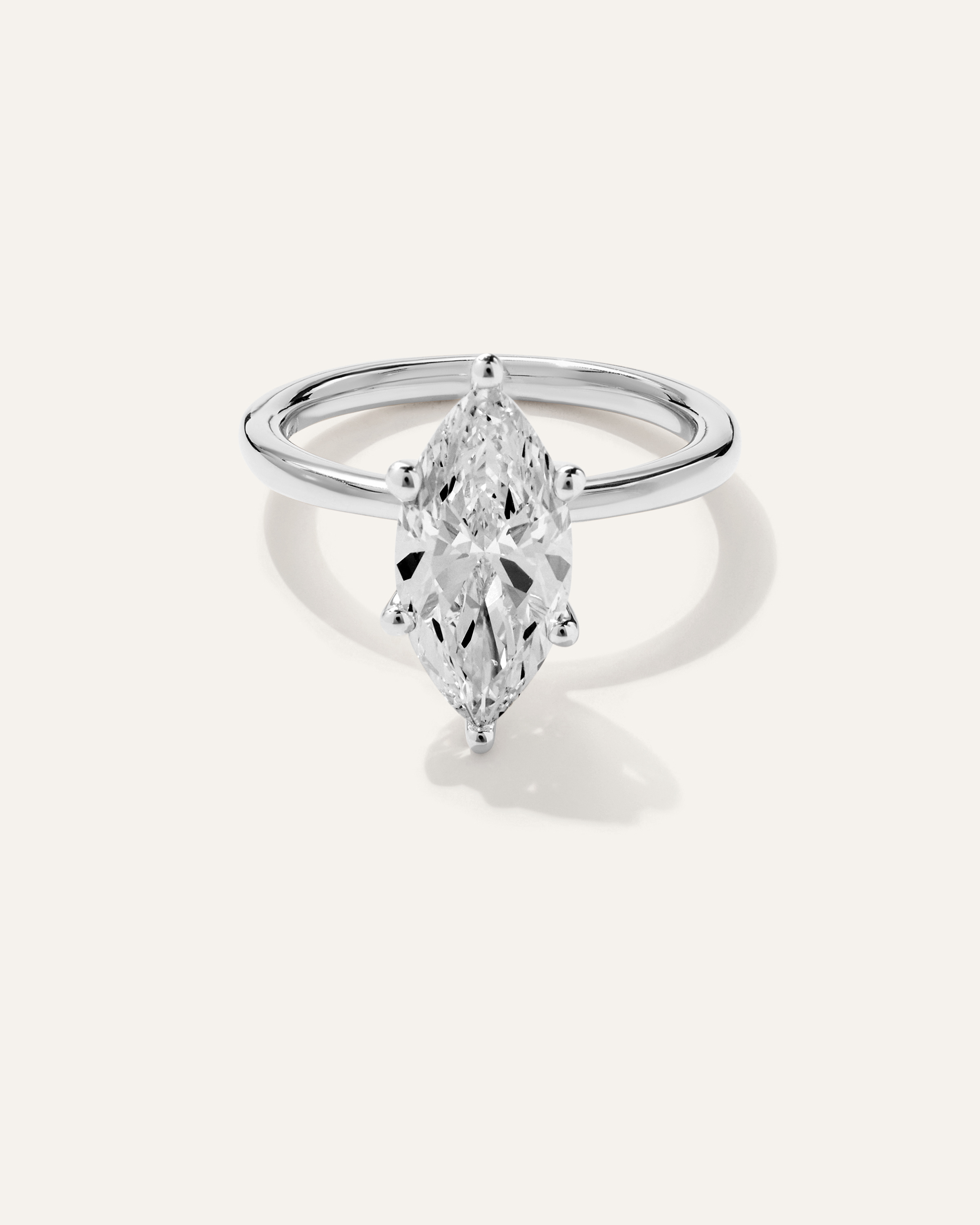 White Gold Lab Grown Diamond Marquise Comfort Fit Engagement Ring