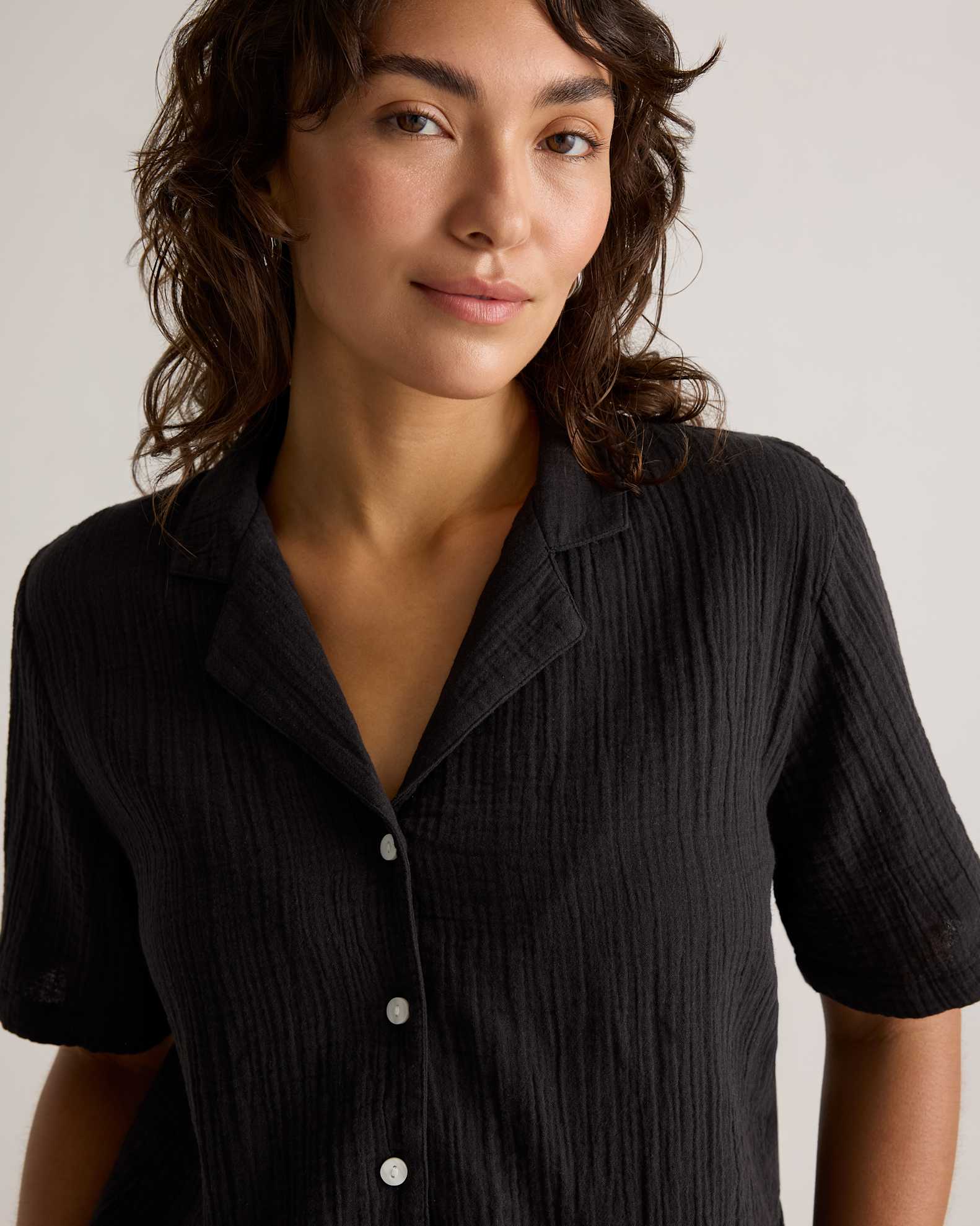 Chemises en coton et lin pour femme - Manches courtes - Tunique longue Chemises en coton et lin pour femme - Manches courtes - Tunique longue