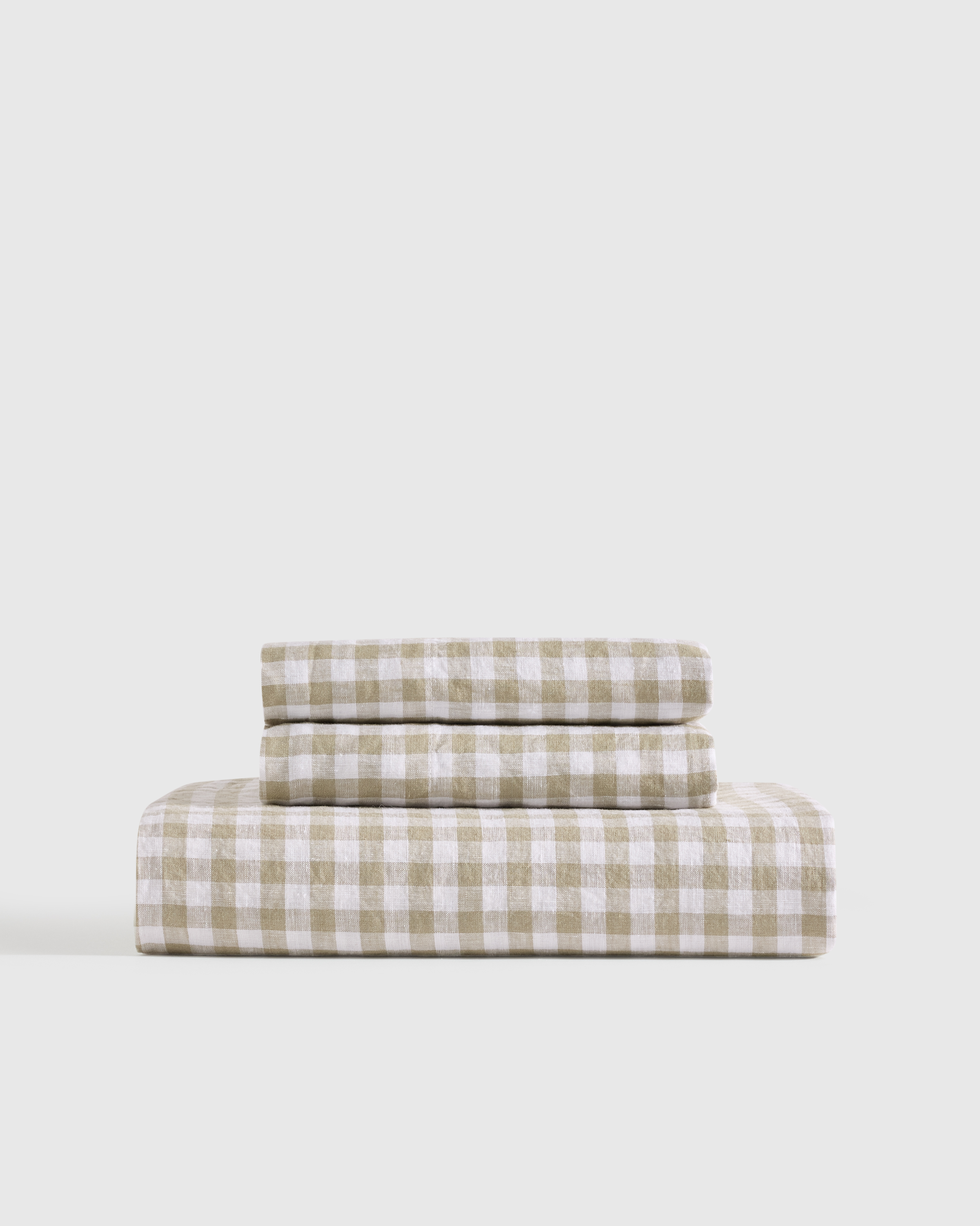 Willowleaf Gingham European Linen Fitted Sheet Set
