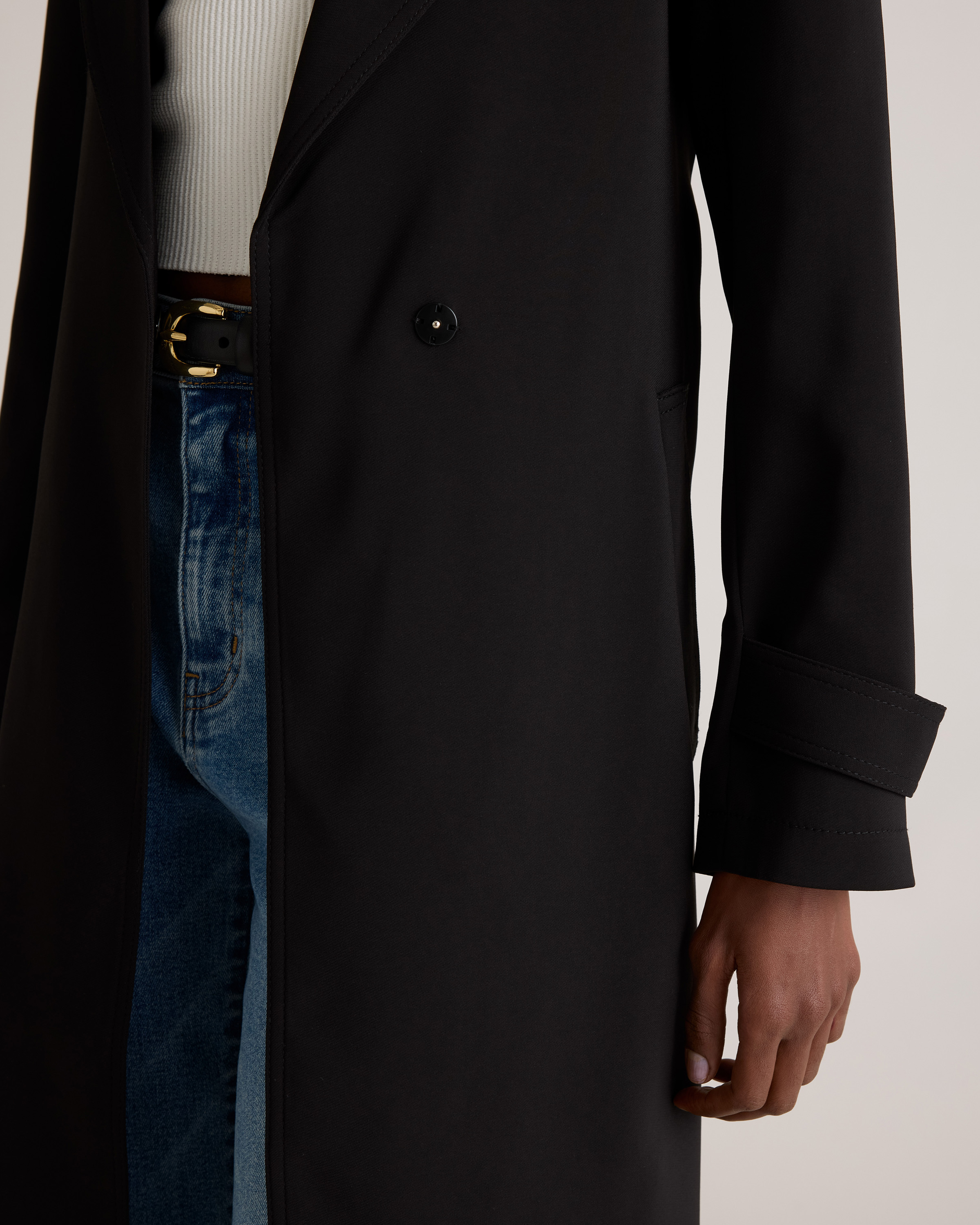 Stretch Crepe Trench Coat