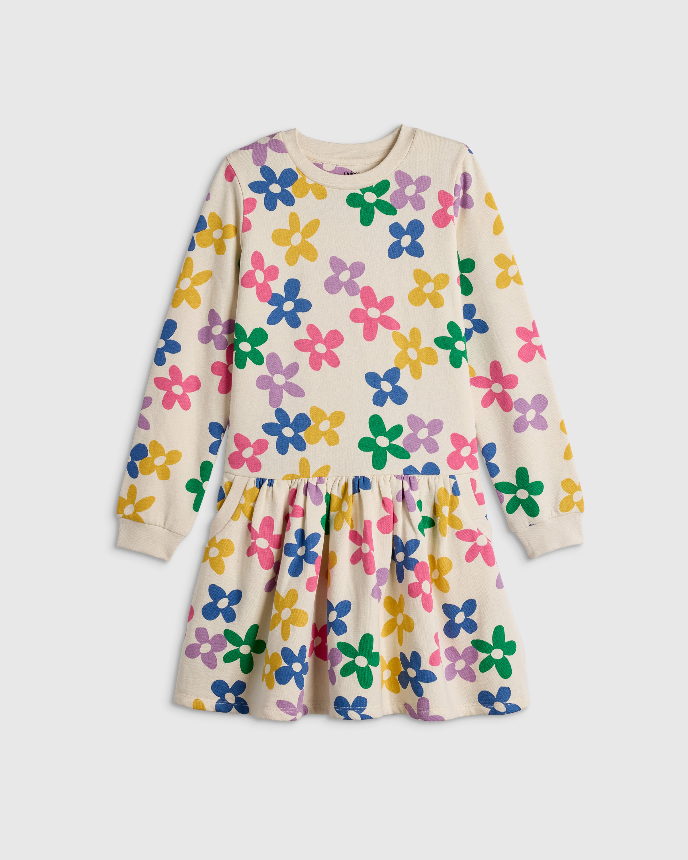 Bold Multi Floral Cozy Fleece Sweatshirt Dress
