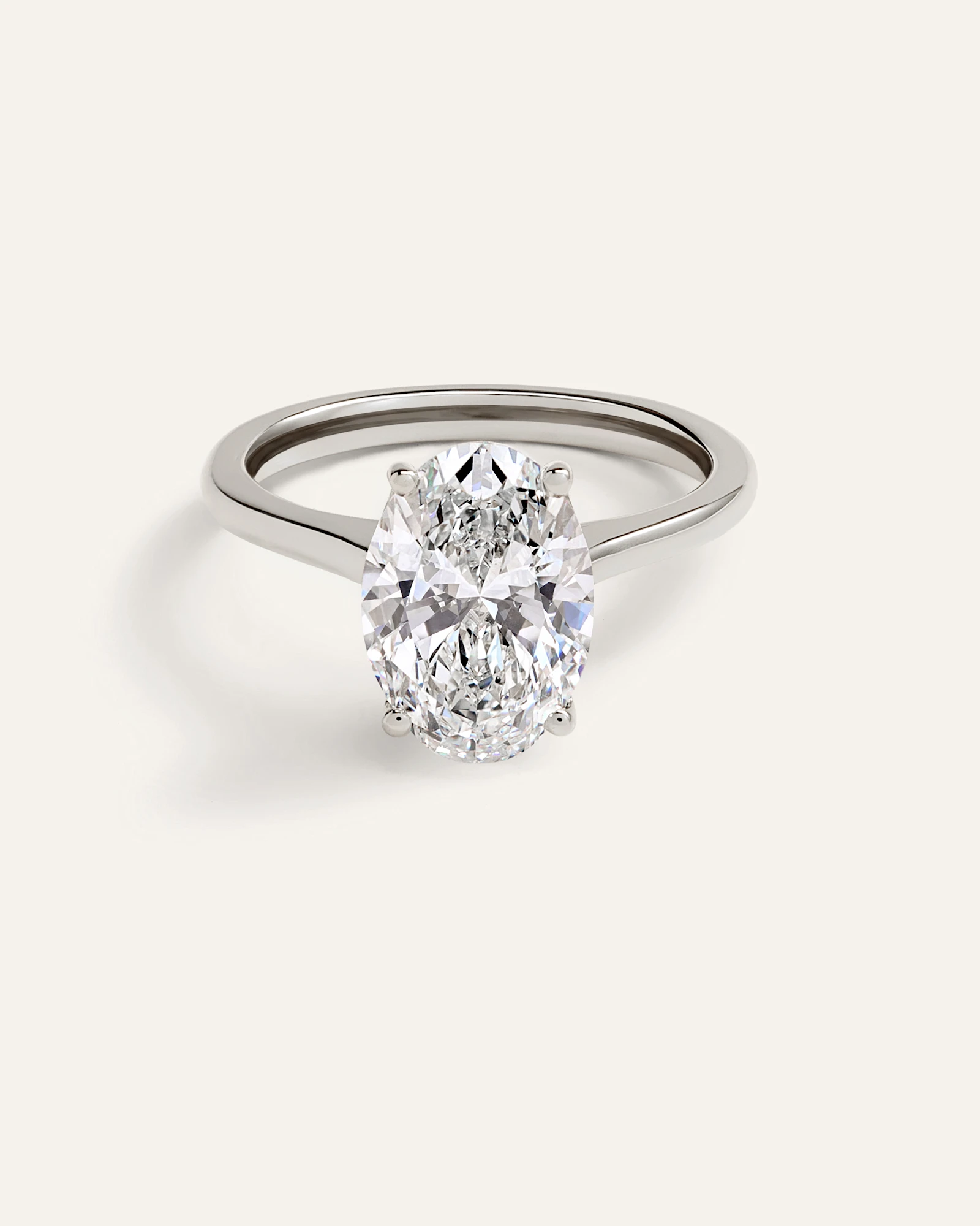 Lab Grown Diamond Oval Trellis Cathedral Engagement Ring - 3ct