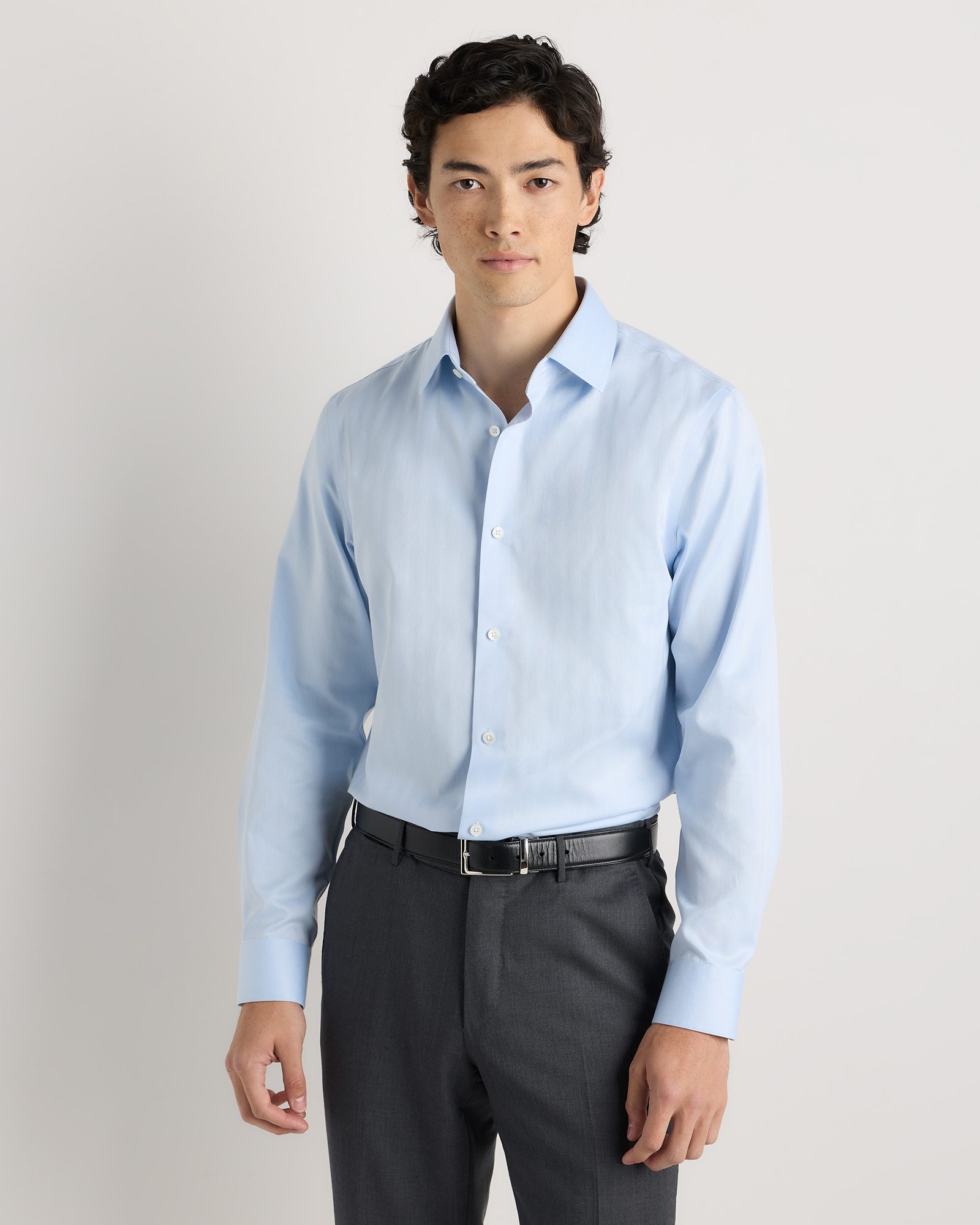 True Blue Supima Cotton Herringbone Dress Shirt