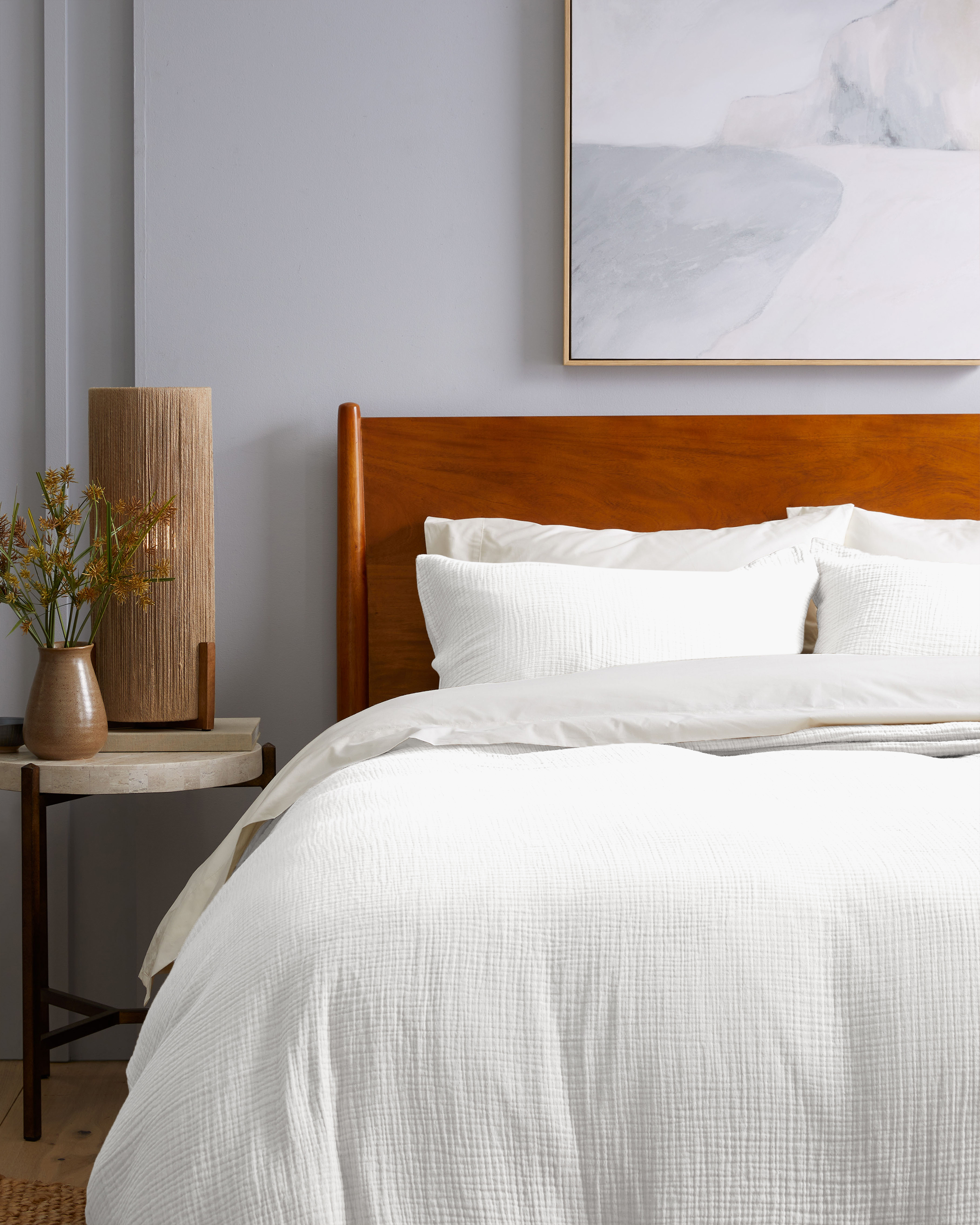 Organic Airy Gauze Duvet Cover Set - King/Cal KingSize Chart, White