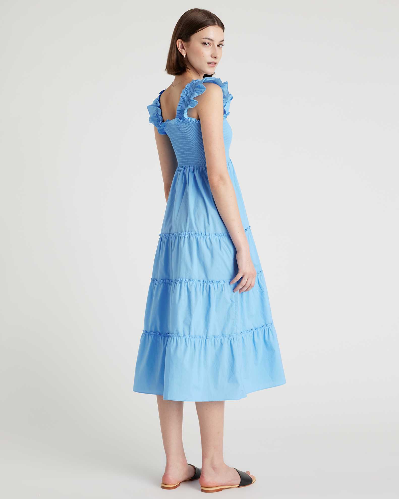 Women's Poplin Smocked Midi Dress in Cornflower Blue, Size XS, Organic Cotton by Quince Women's Poplin Smocked Midi Dress in Cornflower Blue, Size XS, Organic Cotton by Quince