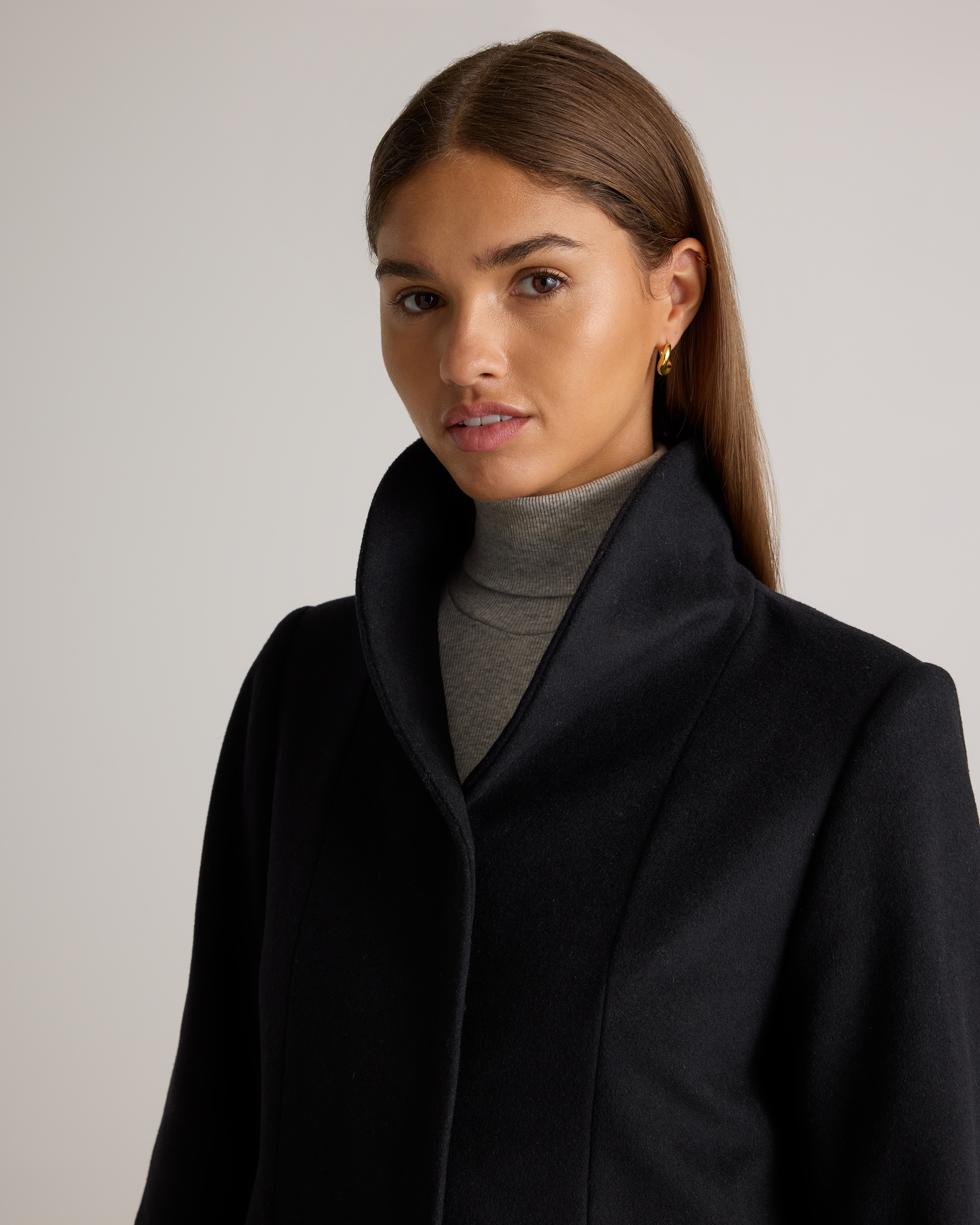 Italian Wool Cocoon Coat in Black