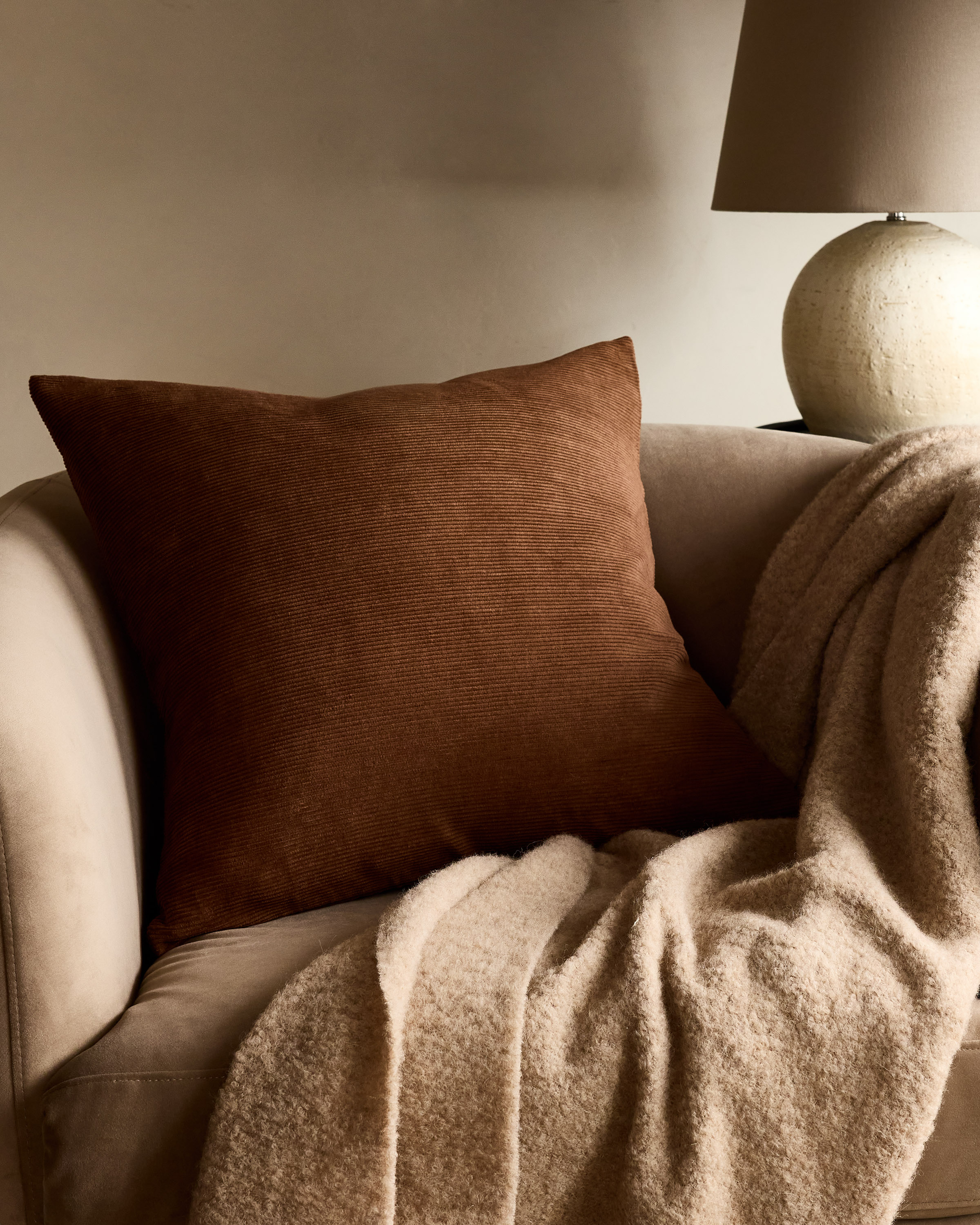 Chestnut Corduroy Cotton Velvet Pillow Cover