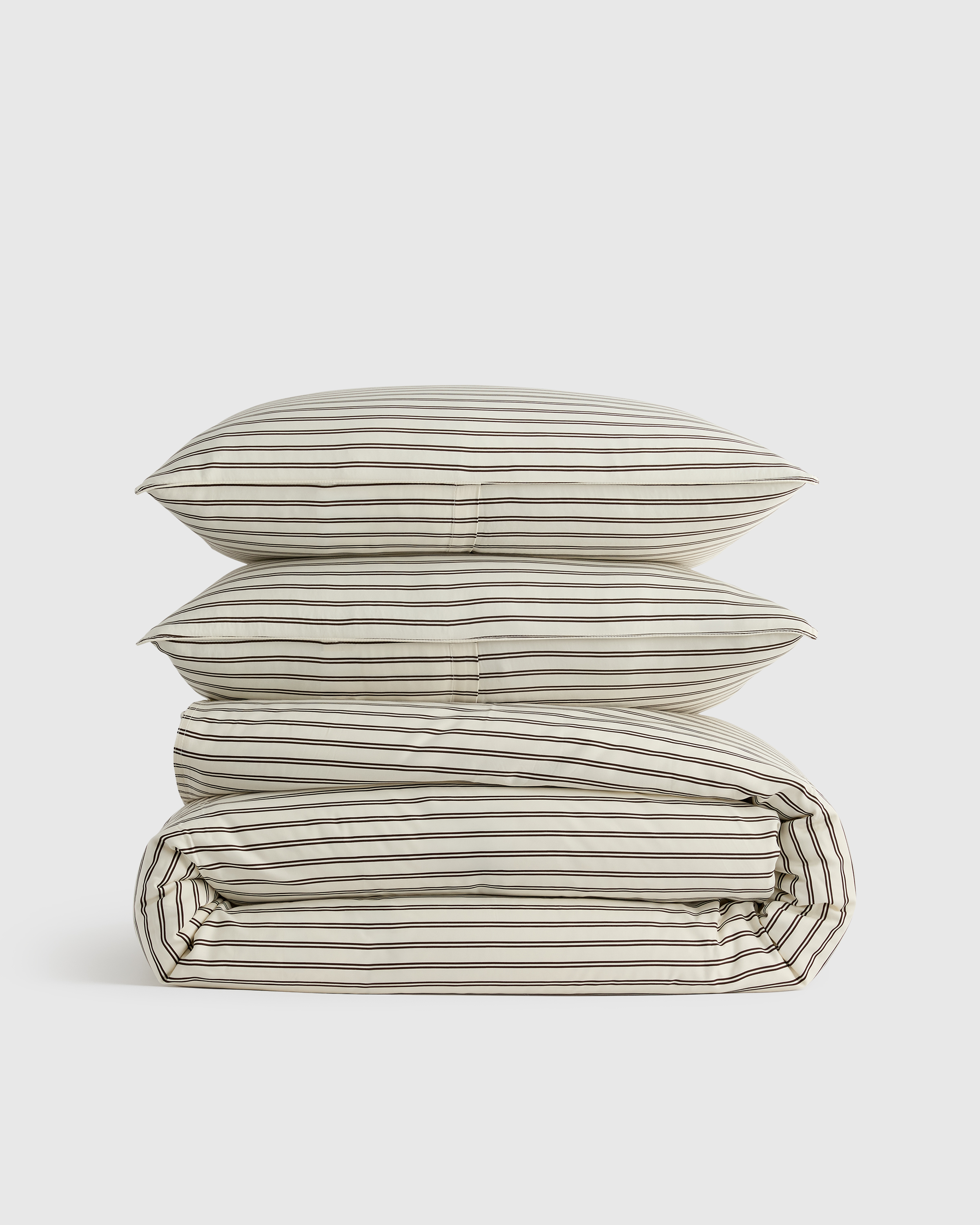 Double Stripe Espresso Bamboo Duvet Cover Set
