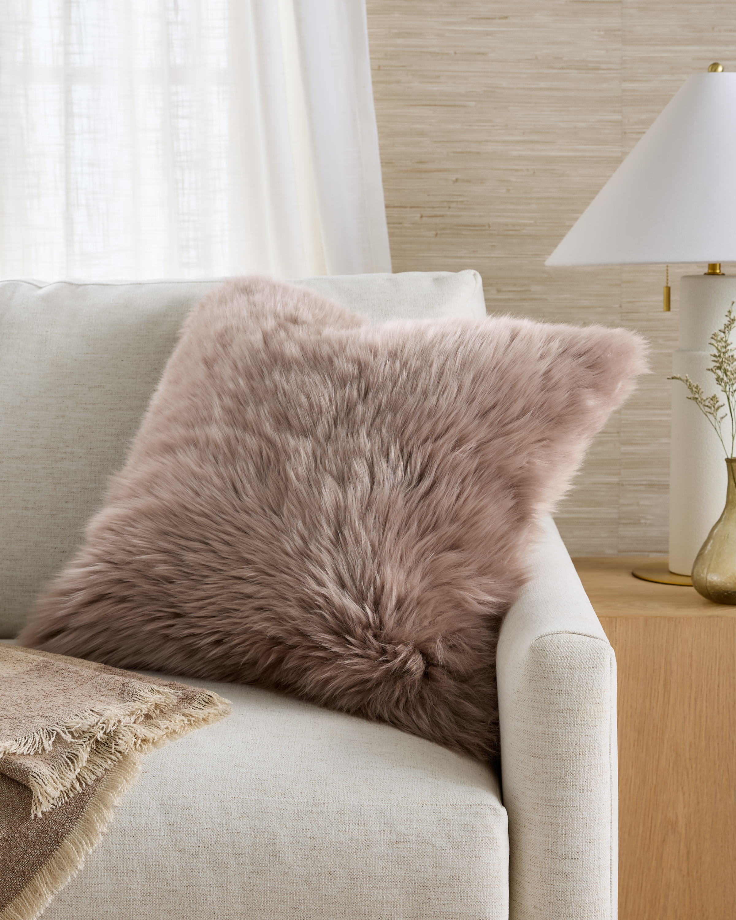 Mink Natural Sheepskin Accent Pillow Cover