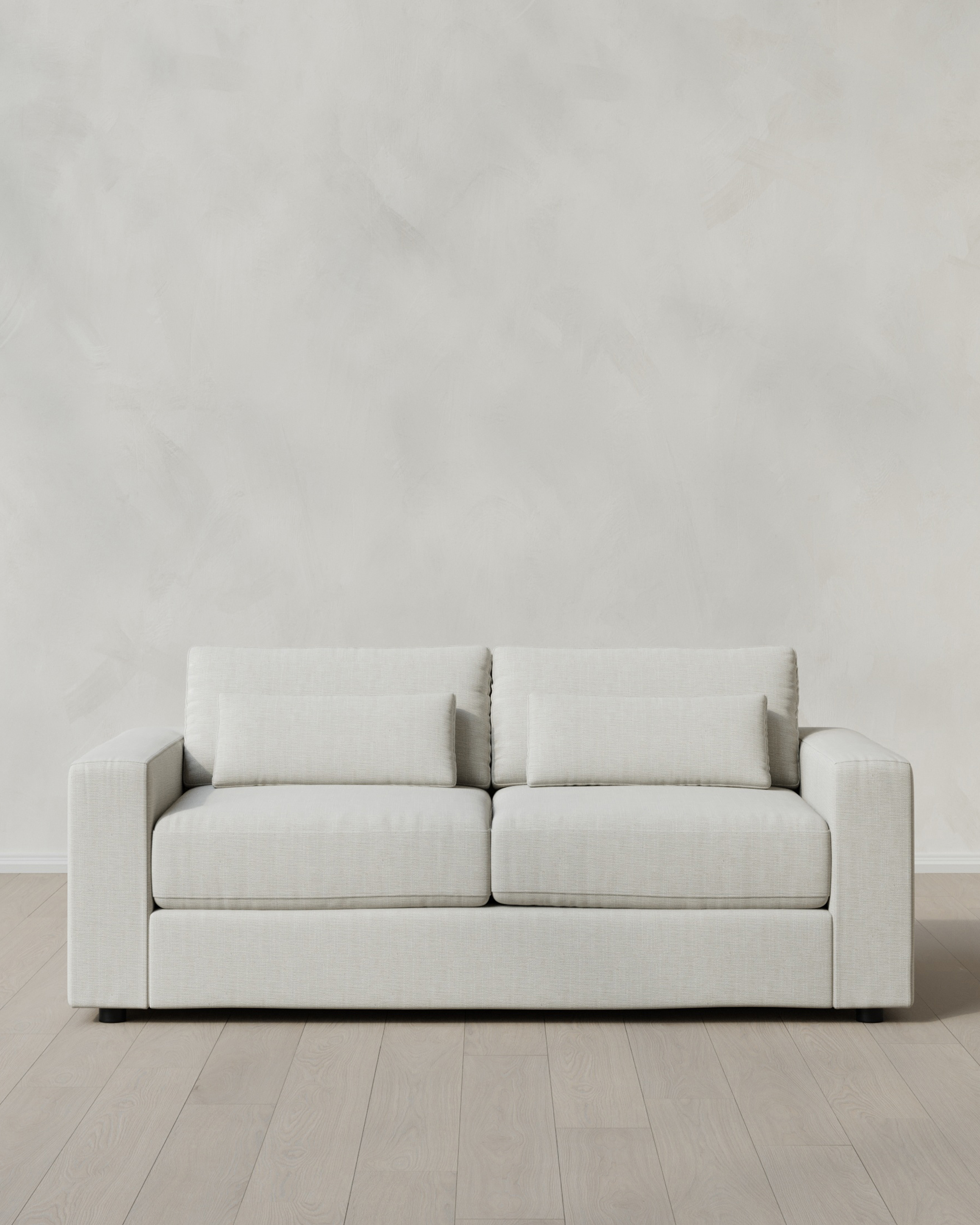 Square Arm Deep Seat Sofa in Performance Chenille Linen Blend in