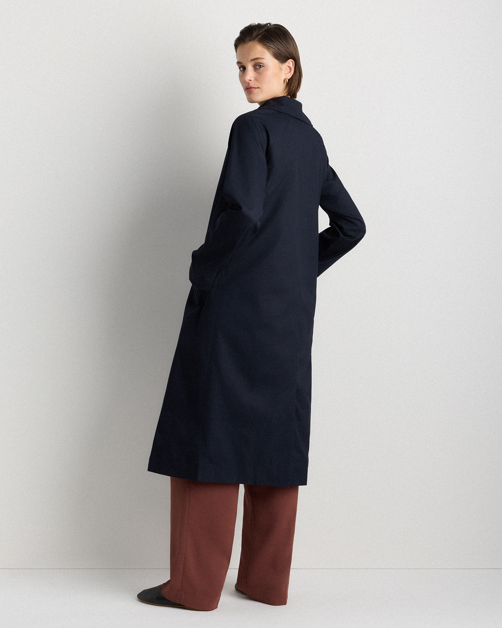 Comfort Stretch Mac Coat in Navy