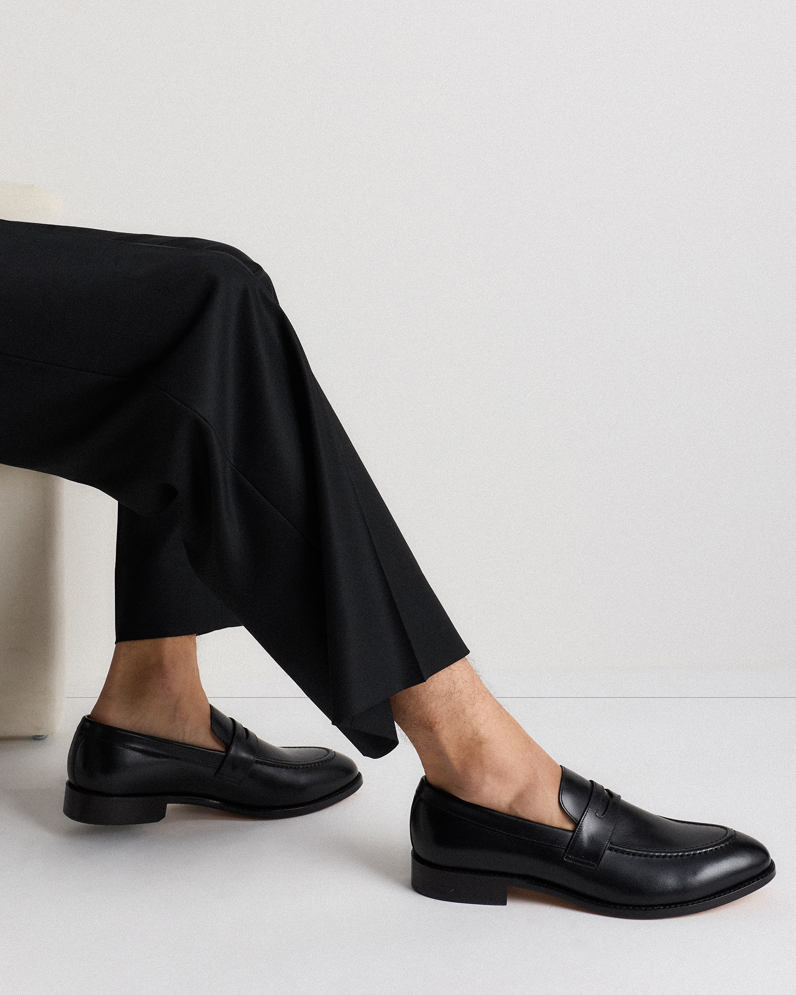 Calfskin Leather Penny Loafer in Black