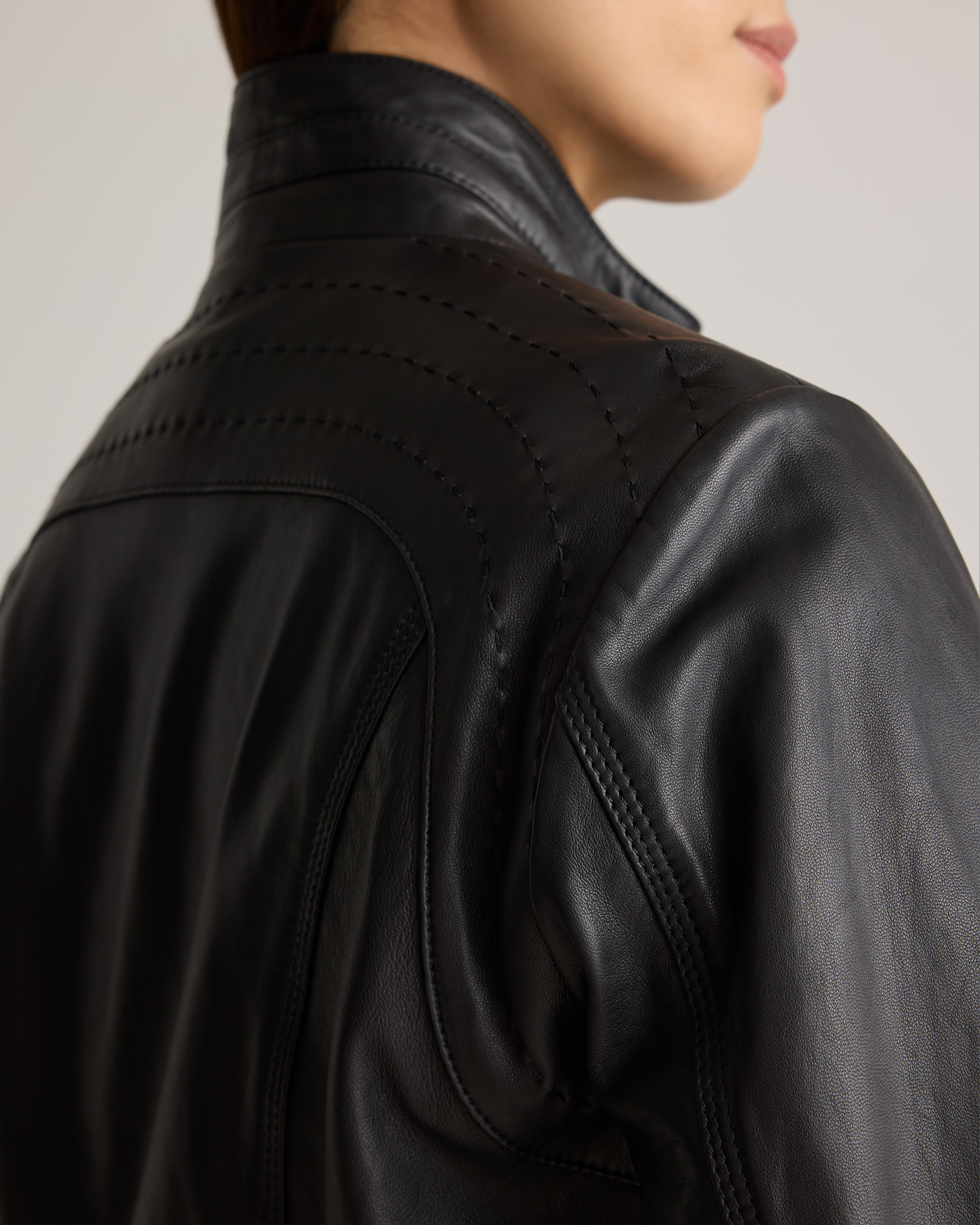 ジャケット・アウター MEDI LACE EMBROIDERY COLLAR JACKET&PANTS 100% Leather Stand-Collar Jacket