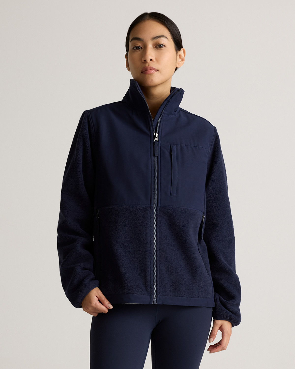 Quince Polar Fleece Full-Zip Jacket in Deep Navy