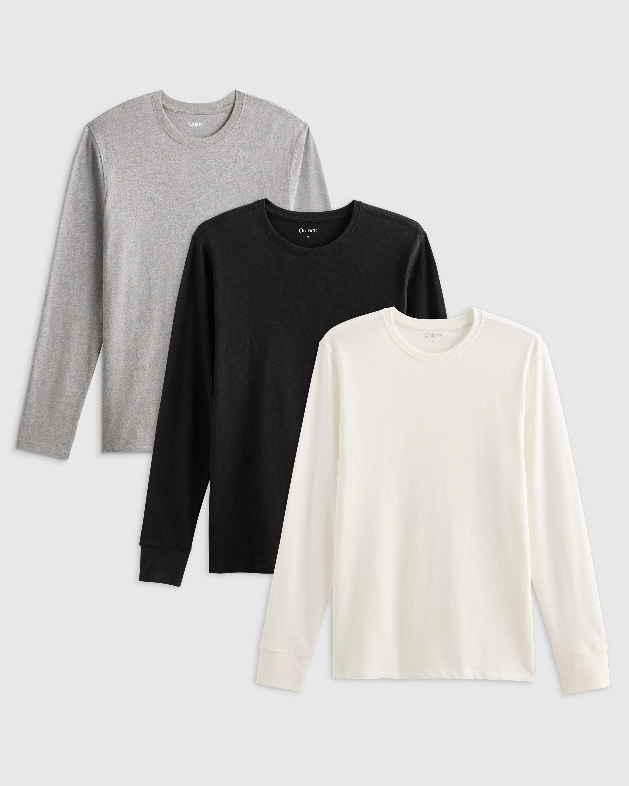 Heather Grey 100% Organic Cotton Slub Long Sleeve Tee 3 Pack