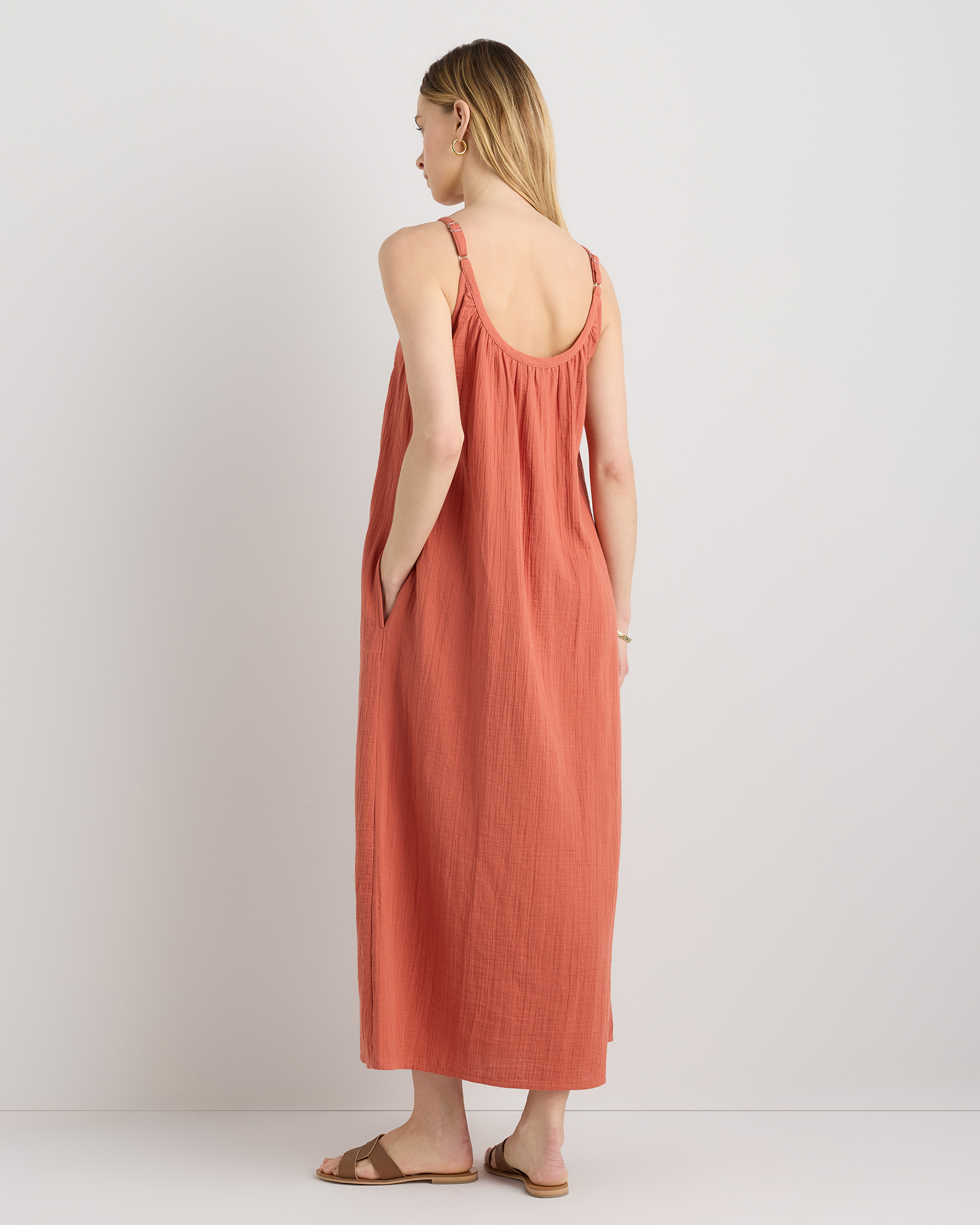 chinese dress ladies What Can I Say White Cotton Sleeveless Button Front Belted Maxi Dress main image 1