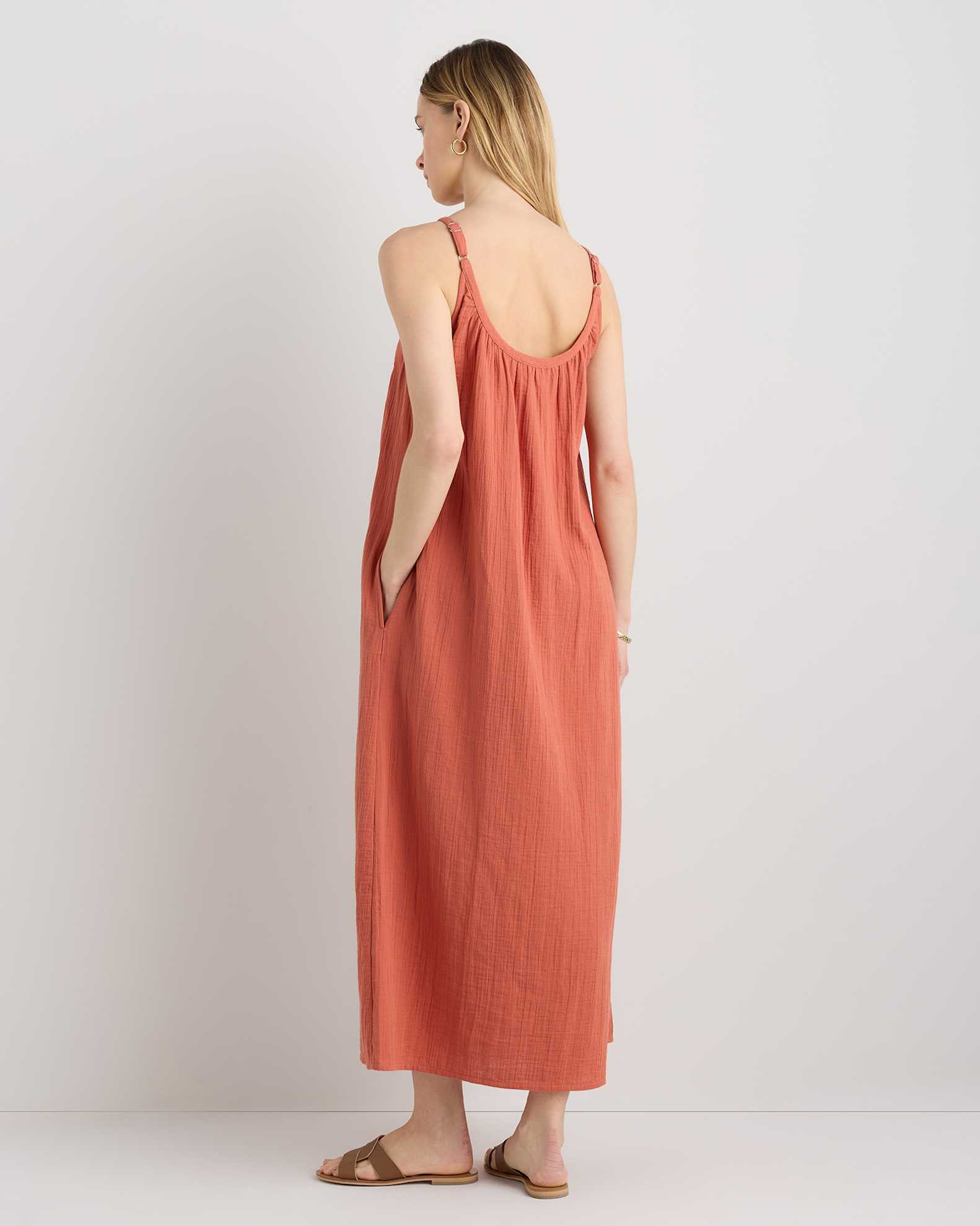 100% Organic Cotton Gauze Sleeveless Maxi Dress 100% Organic Cotton Gauze Sleeveless Maxi Dress