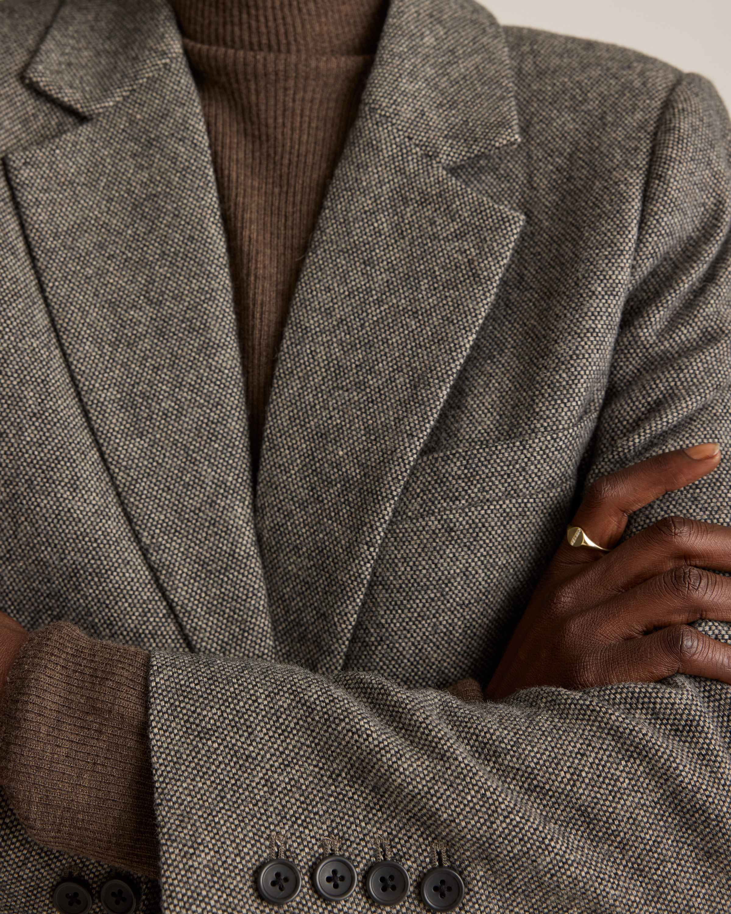 Italian Wool Oversized Blazer in Textured Brown