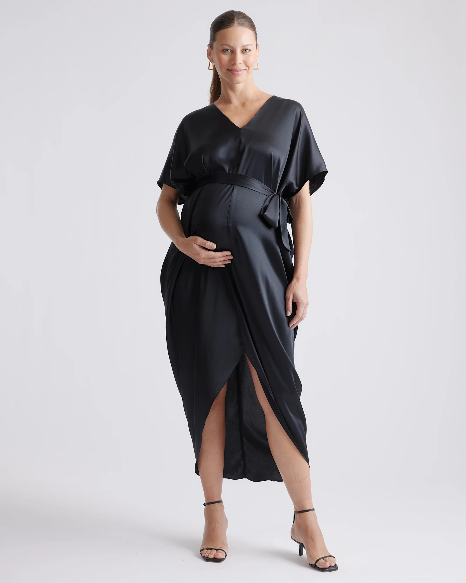 satin dresses for pregnant ladies Azazie Allessia Stretch Satin Dress