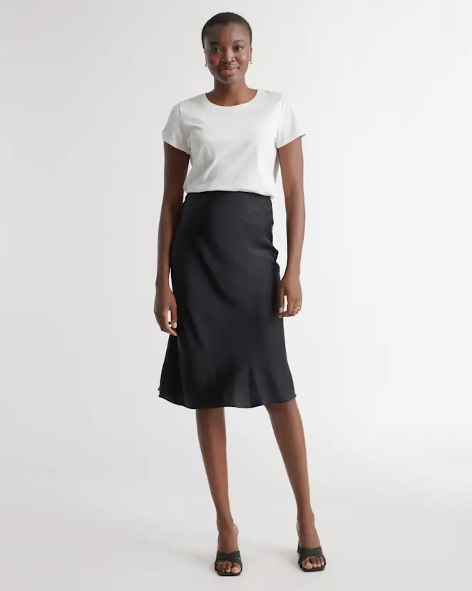 Black 100% Washable Silk Skirt