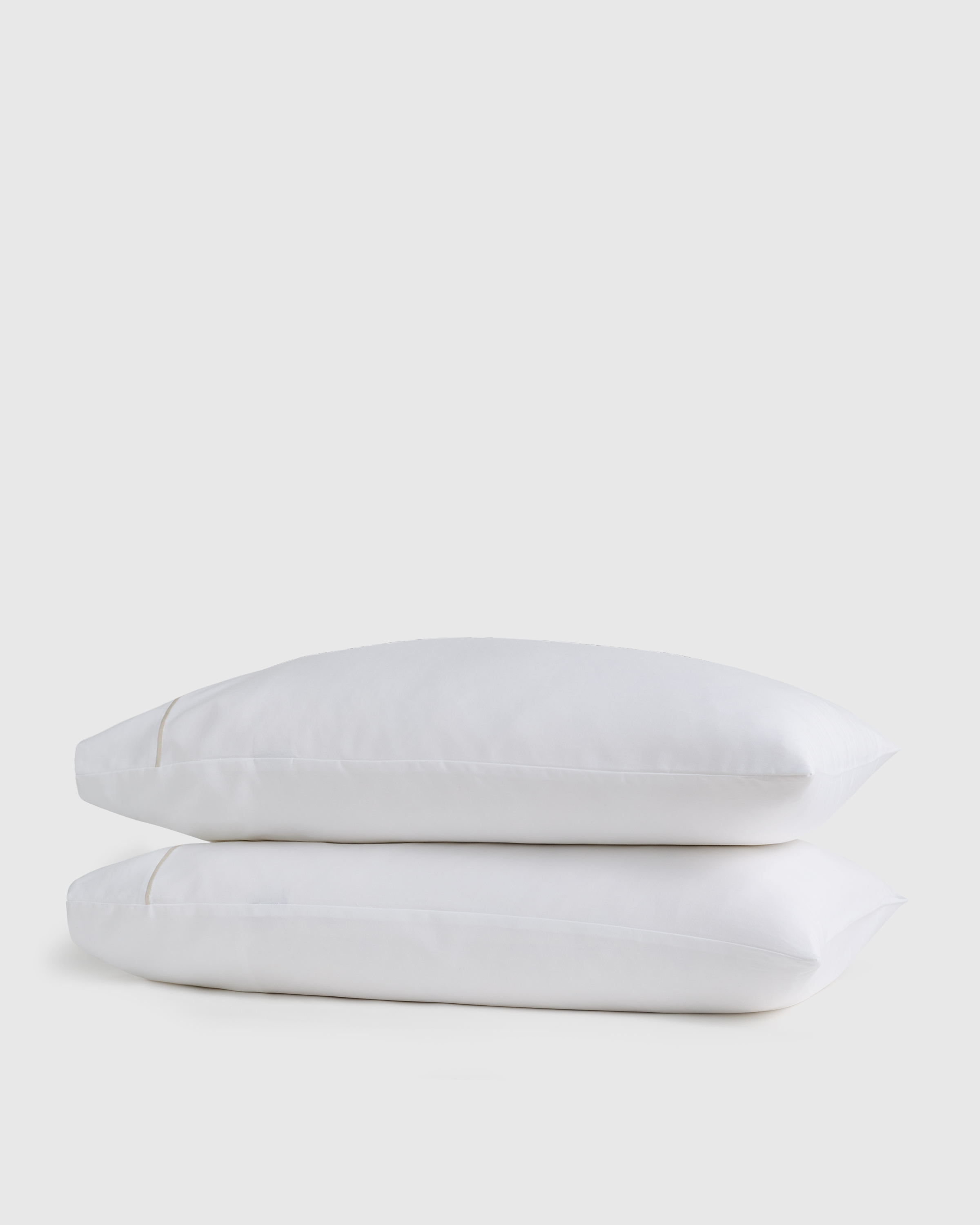White/Sand Signature Giza Cotton Sateen Embroidered Pillowcase Set