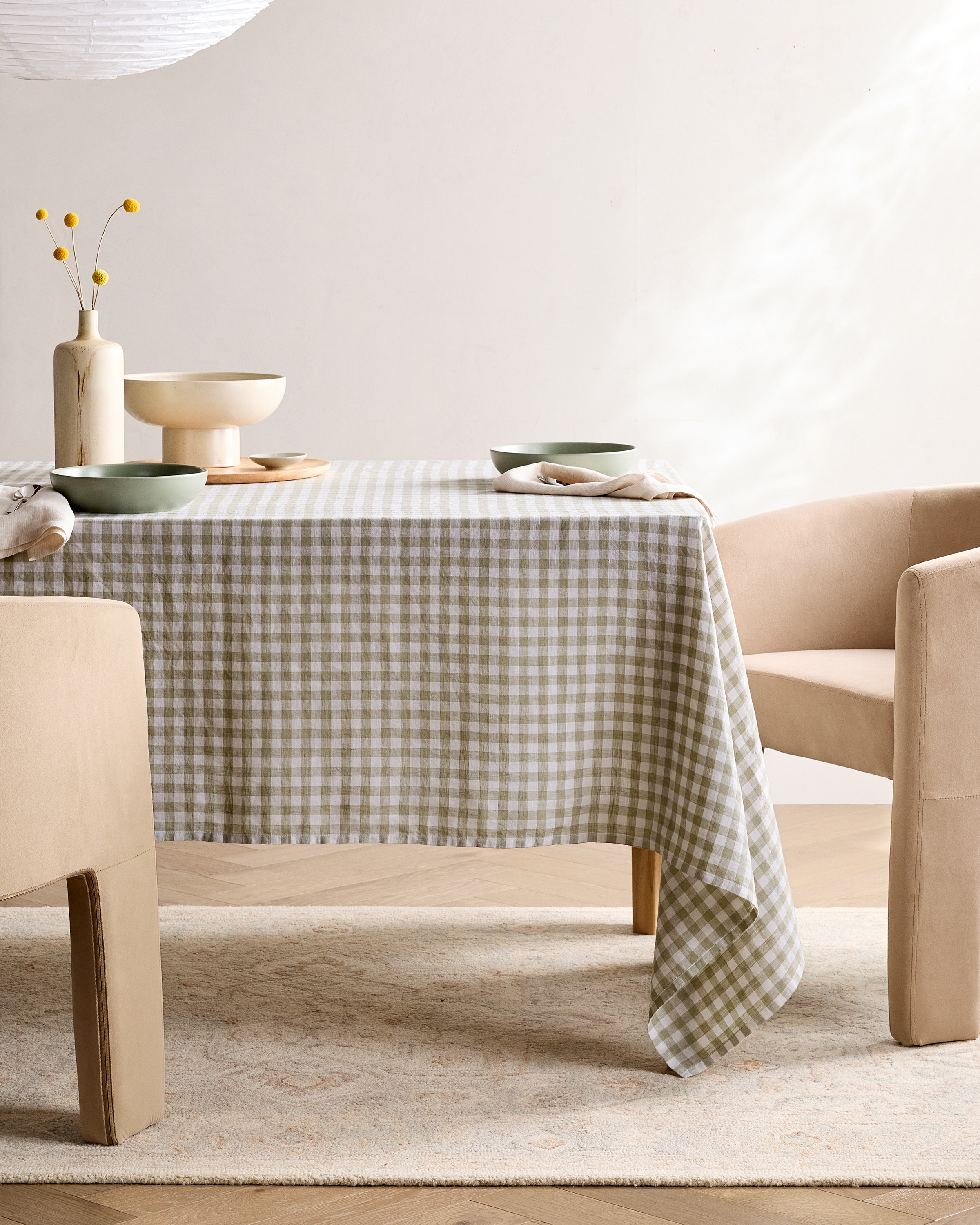 Willowleaf Gingham European Linen Tablecloth
