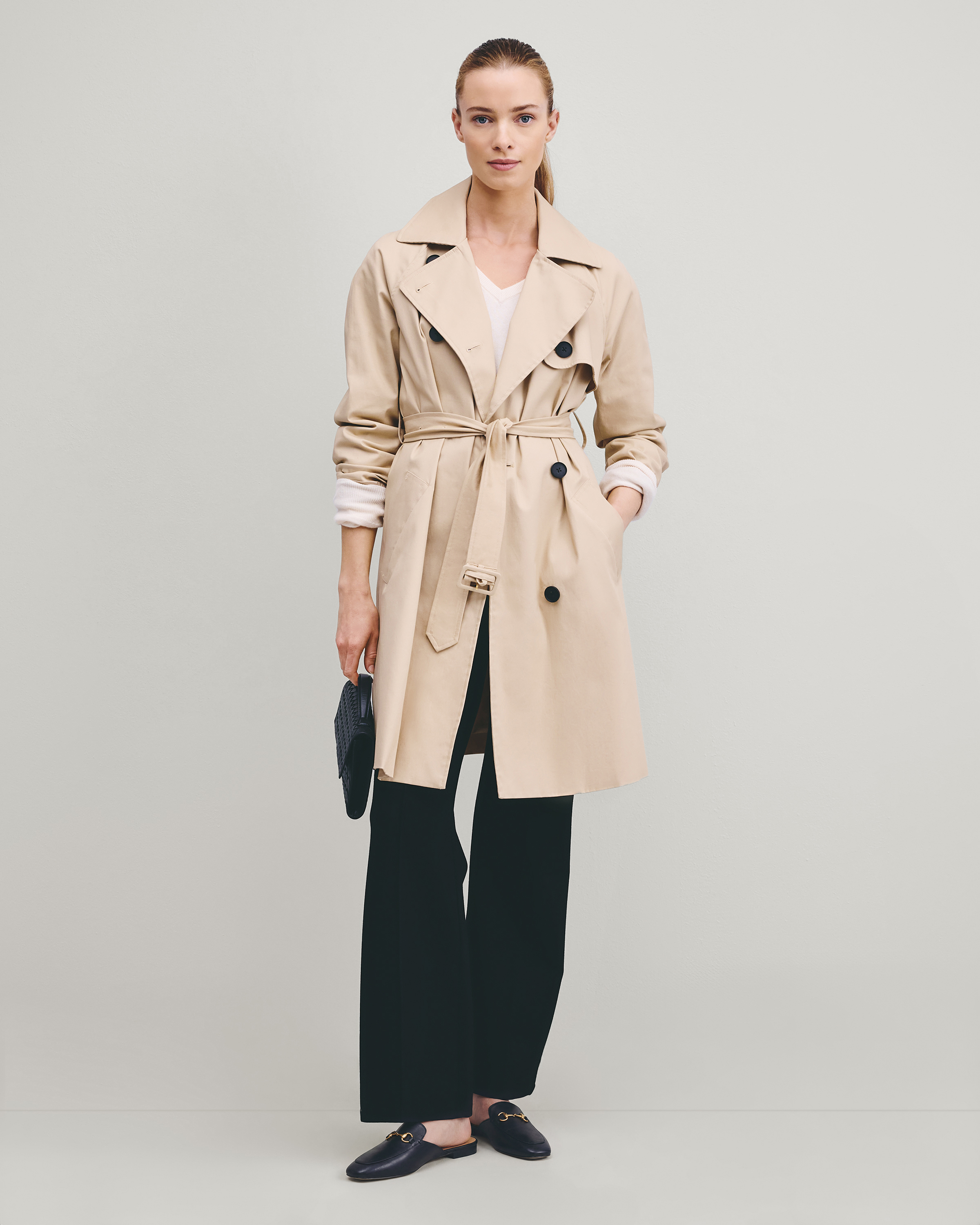 Light Khaki Comfort Stretch Trench Coat