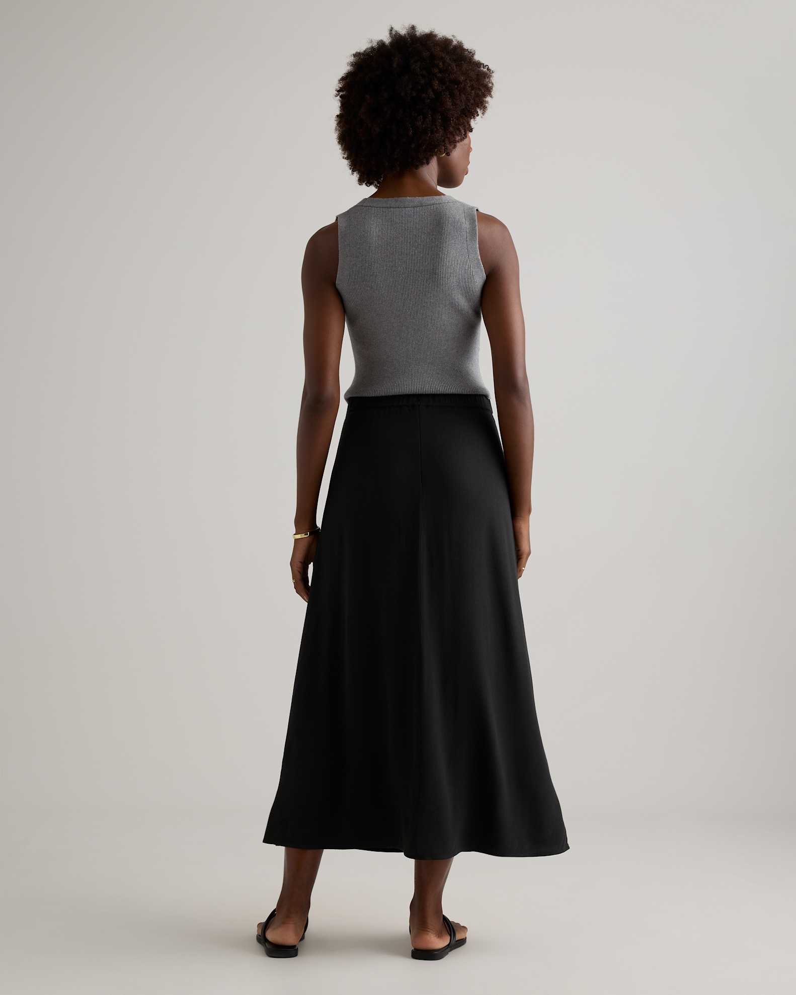 Lightweight Crepe Slip Skirt in True Black Lightweight Crepe Slip Skirt in True Black