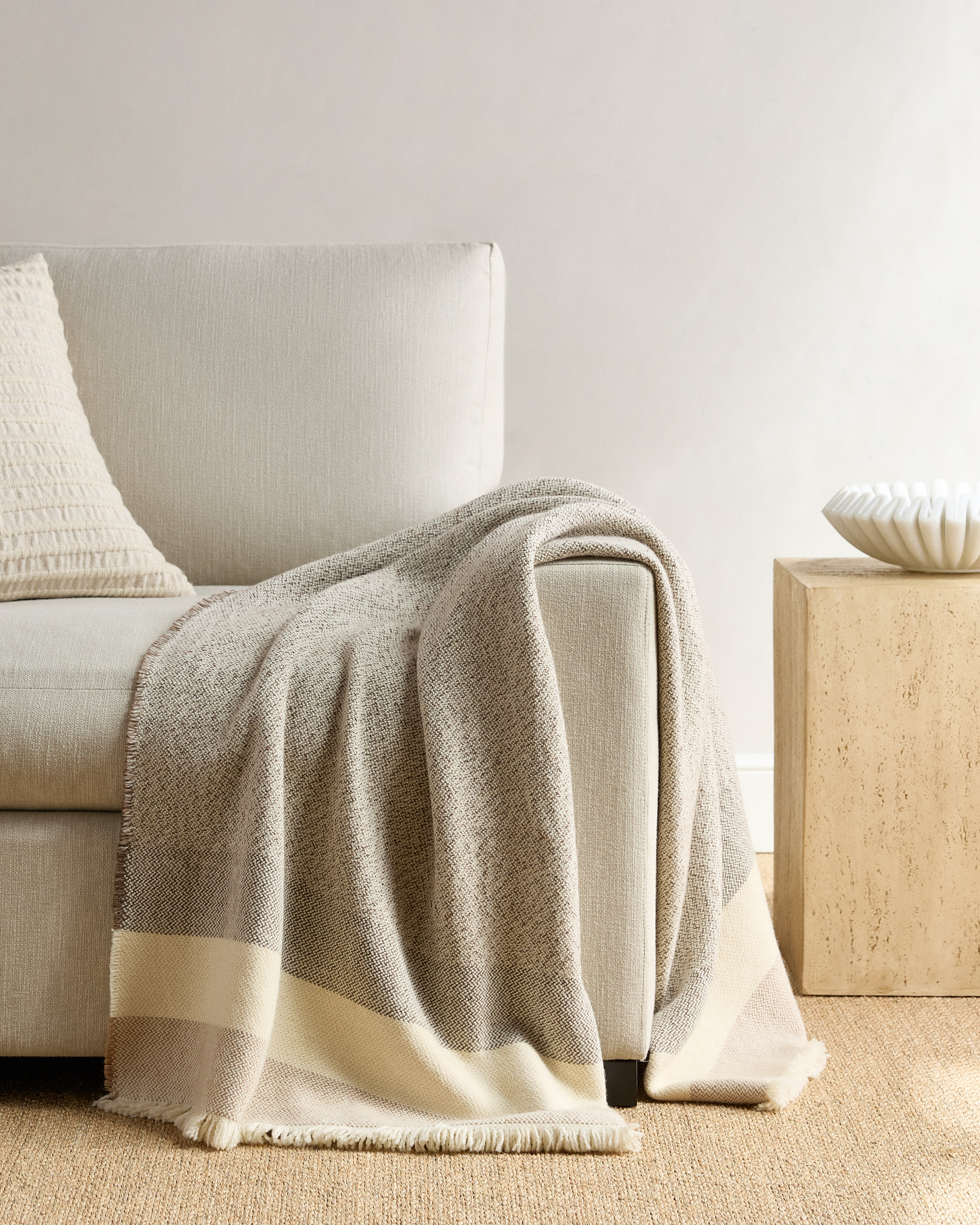 Espresso Wool Alpaca Stripe Throw
