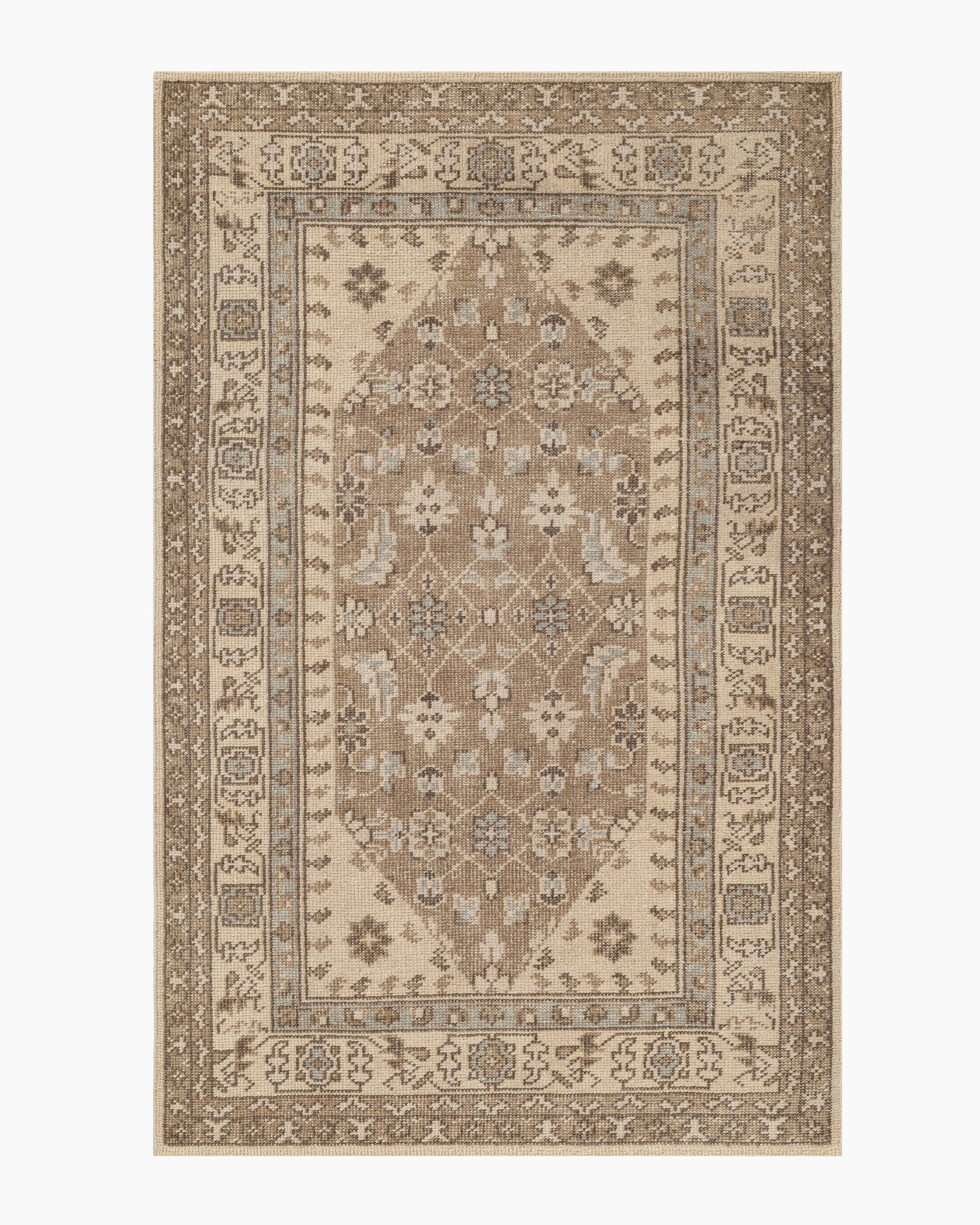 Beige Multi Pierce Hand-Knotted Wool Rug