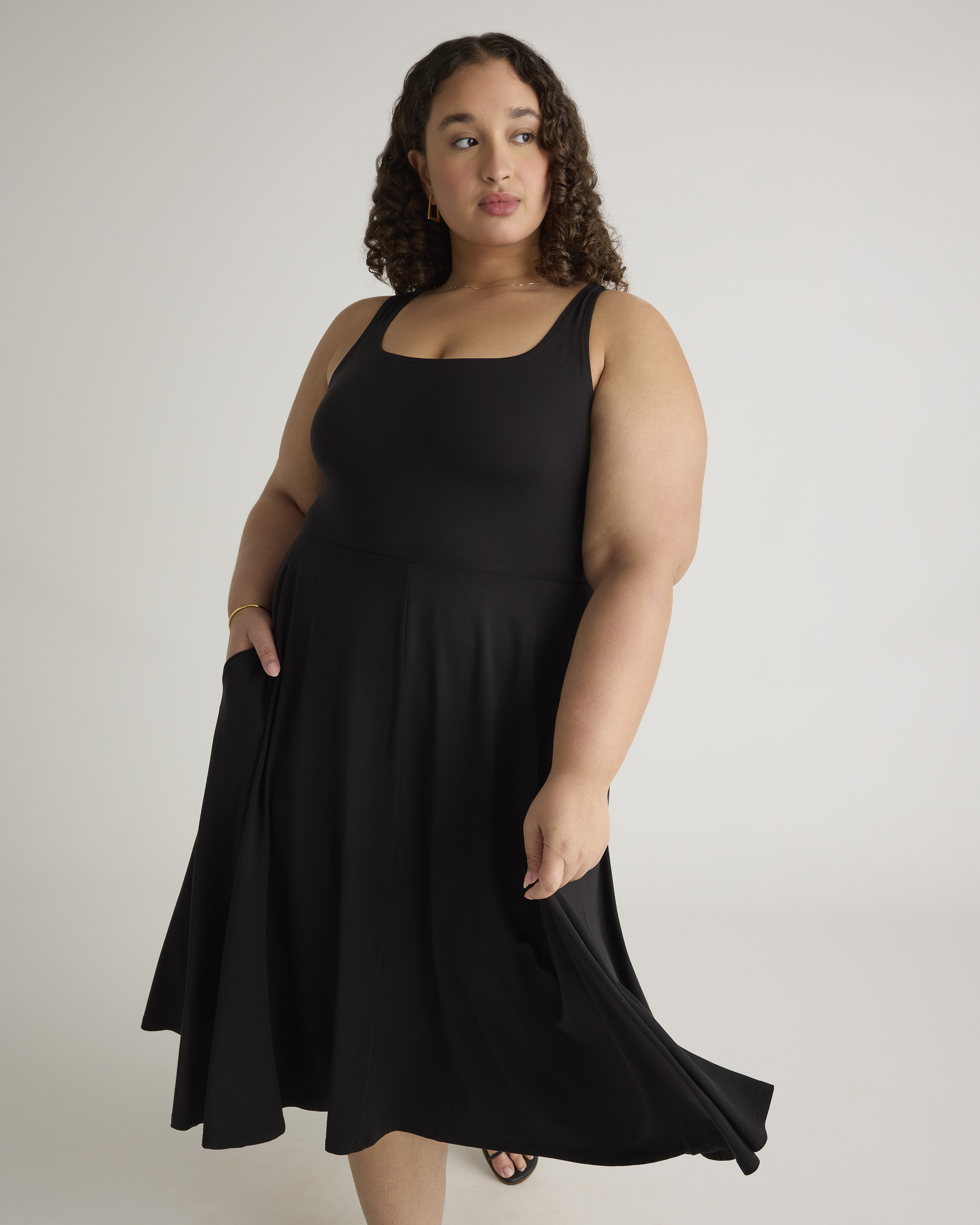 Tencel Jersey Fit & Flare Dress - Plus Size in Black