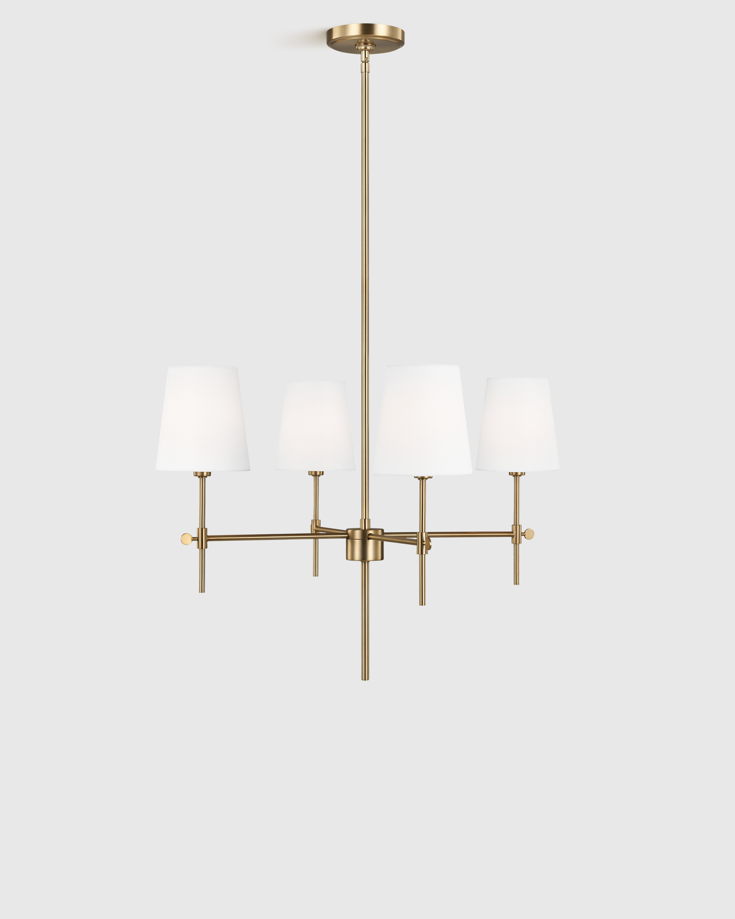 Brass Linear Steel Chandelier with Linen Shades