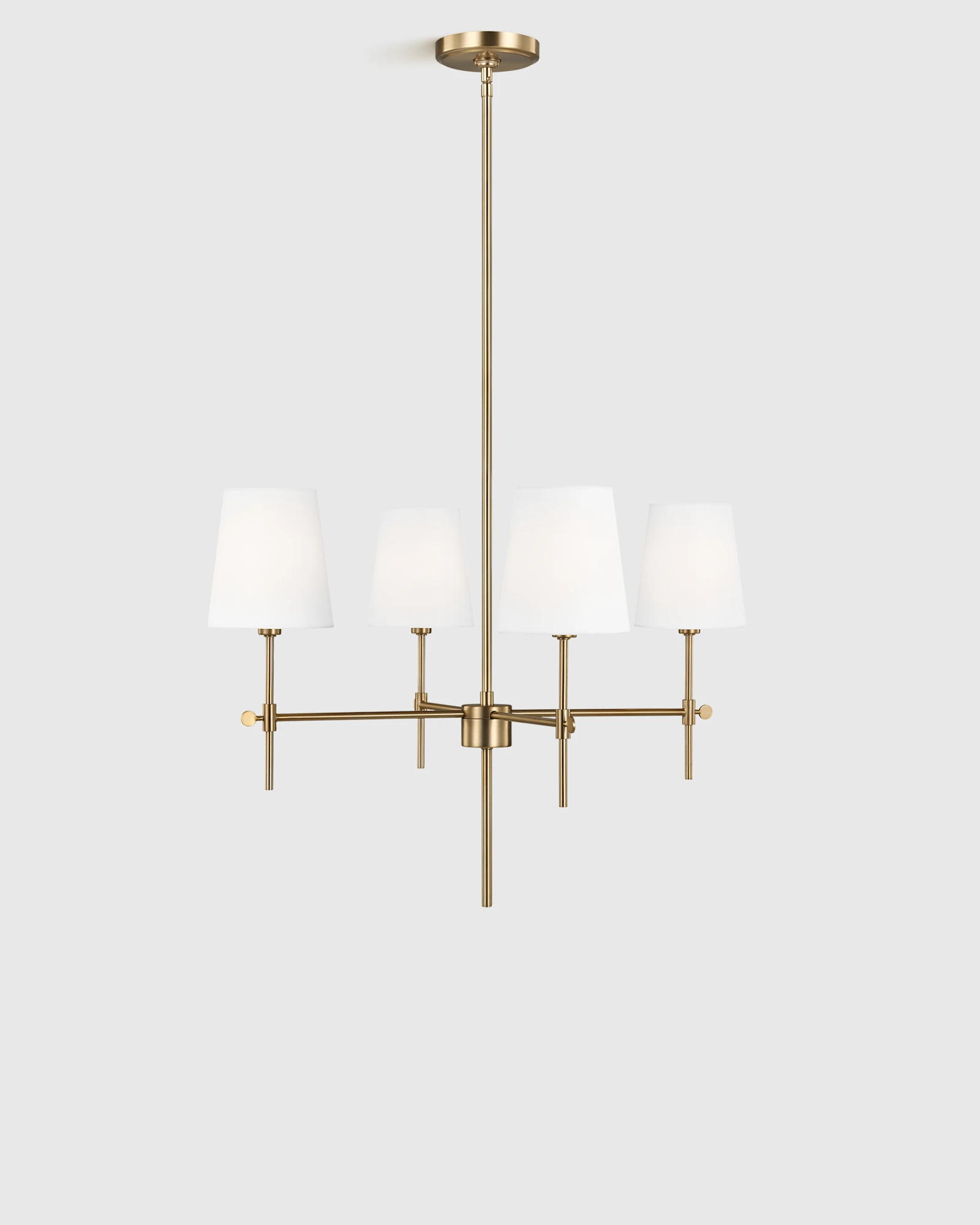 Linear Steel Chandelier with Linen Shades