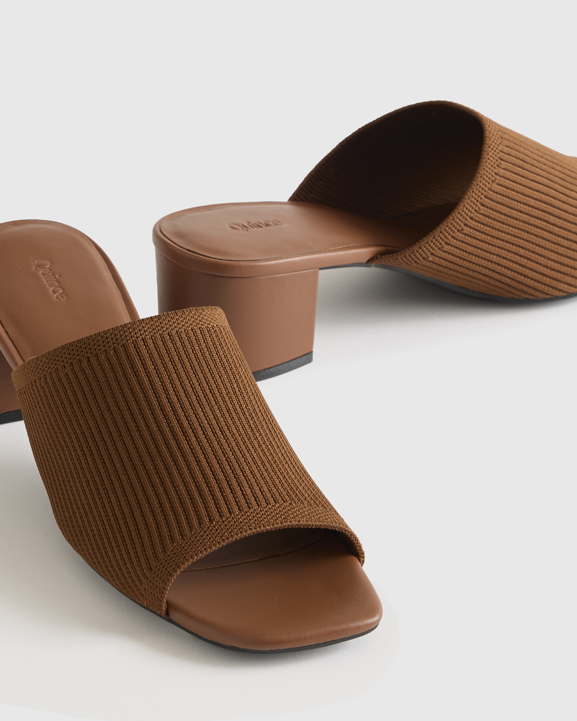 Italian Leather & Eco Knit Heeled Mule