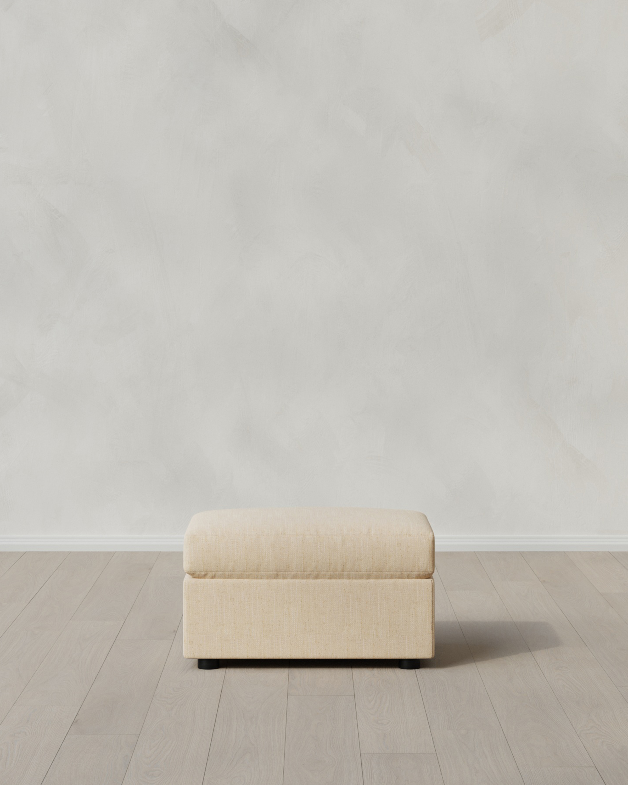 Eggshell Brennan Ottoman in Performance Chenille Linen Blend