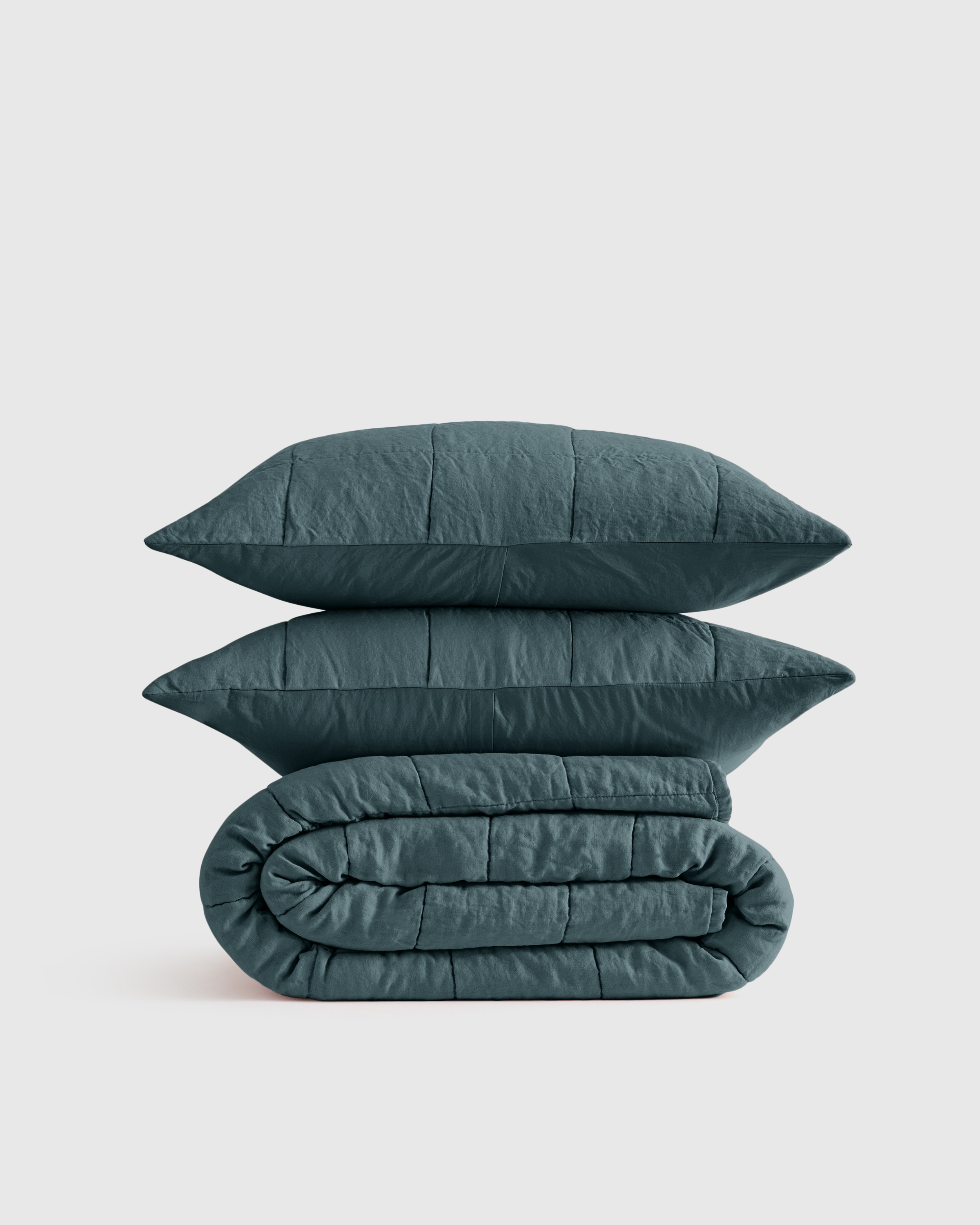 Ocean Lightweight European Linen Box Quilt Set 