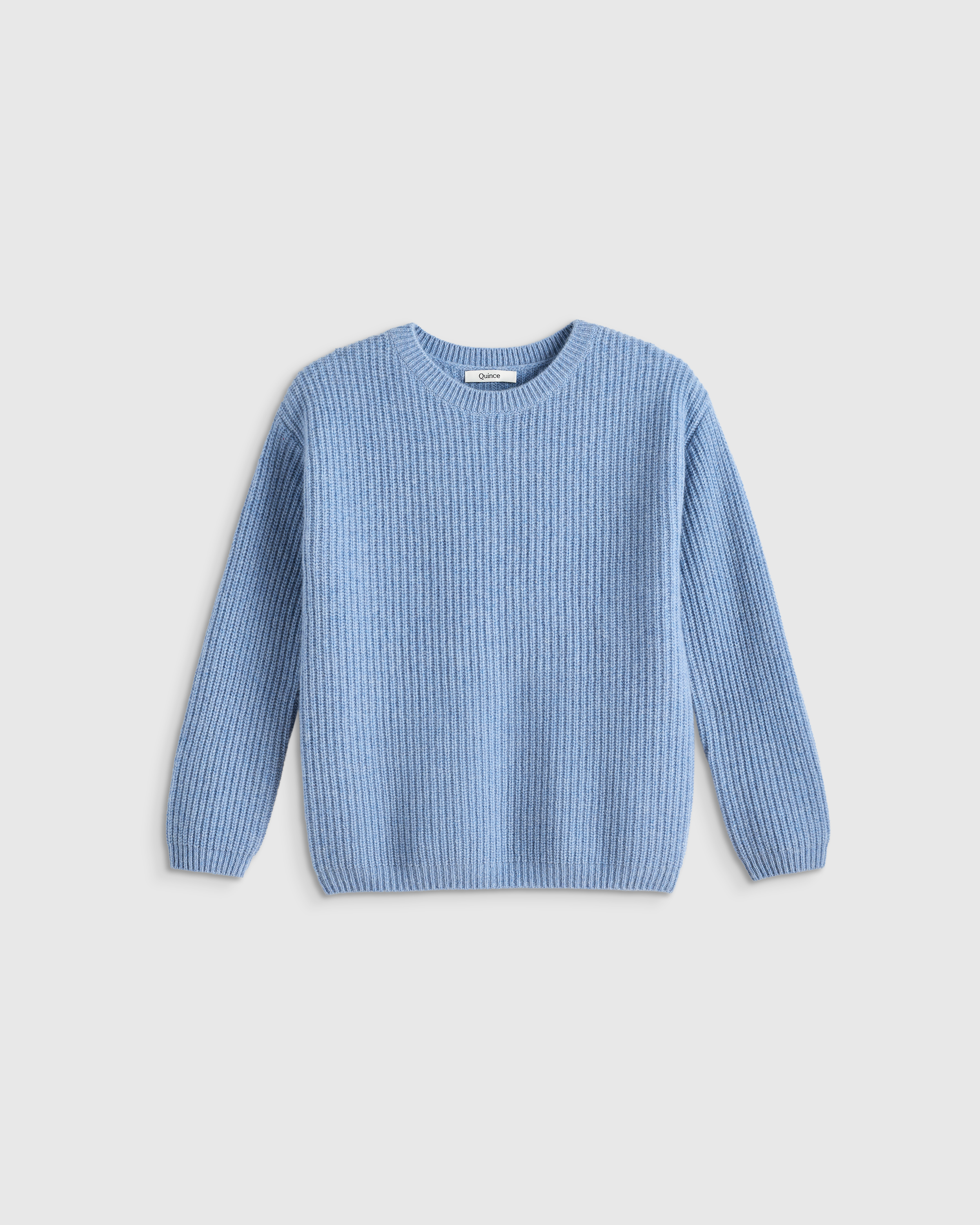 Faded Denim Washable Cashmere Fisherman Tunic Sweater