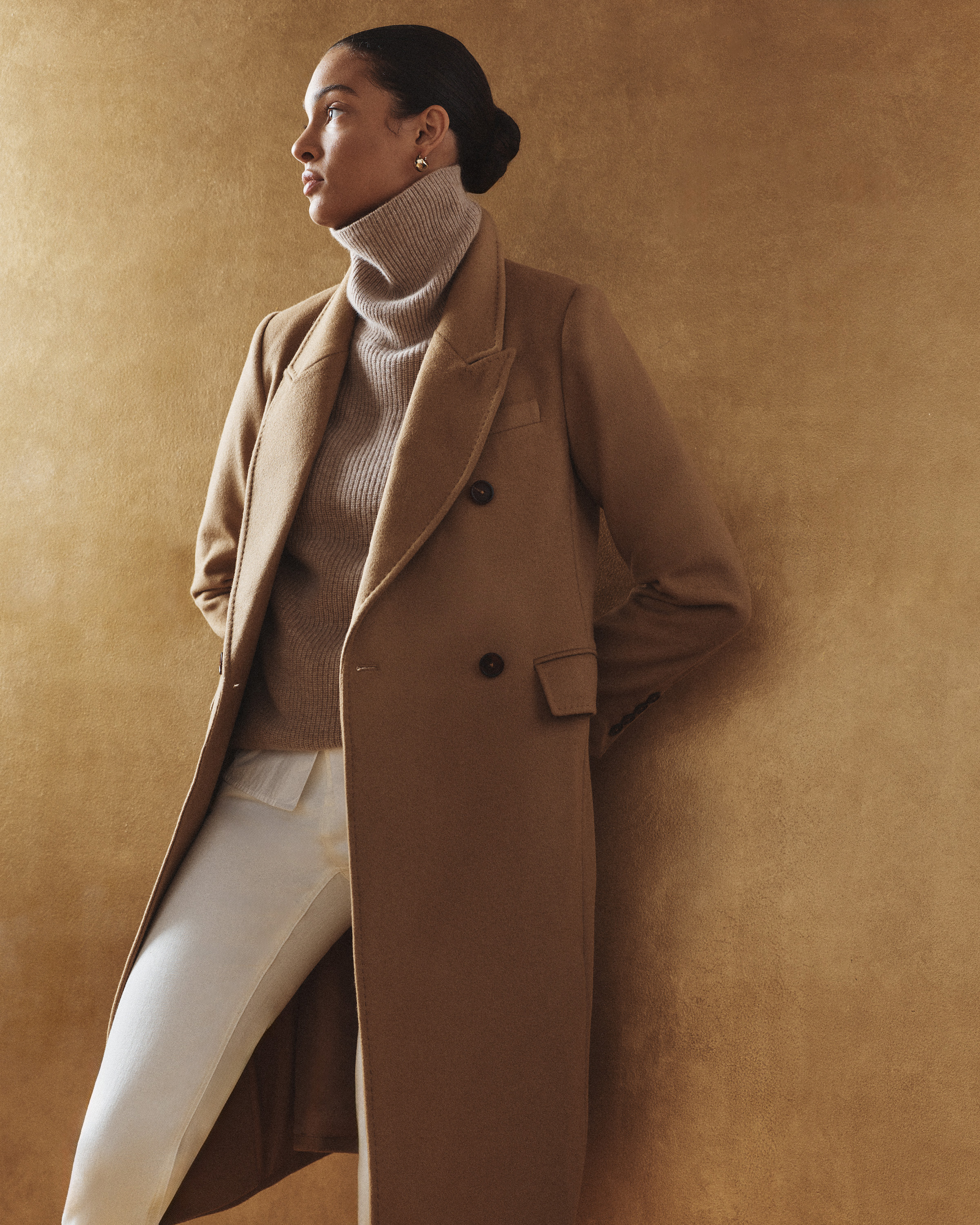 Italian Wool Double-Breasted Slouch Coat